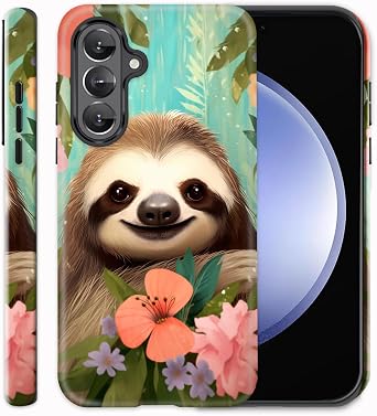 BFRKXOCK for Galaxy S26 Case, Shockproof 2-in-1 Double Protective Cover, Exquisite Design Anti Scratch Stylish for Samsung Galaxy S26 2026,6.2", Sloth and Red Flower