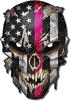 Vista 10 de Calcomanía de calavera – Calcomanías de calavera prémium para camiones y automóviles – Calcomanías de bandera estadounidense con calavera roja