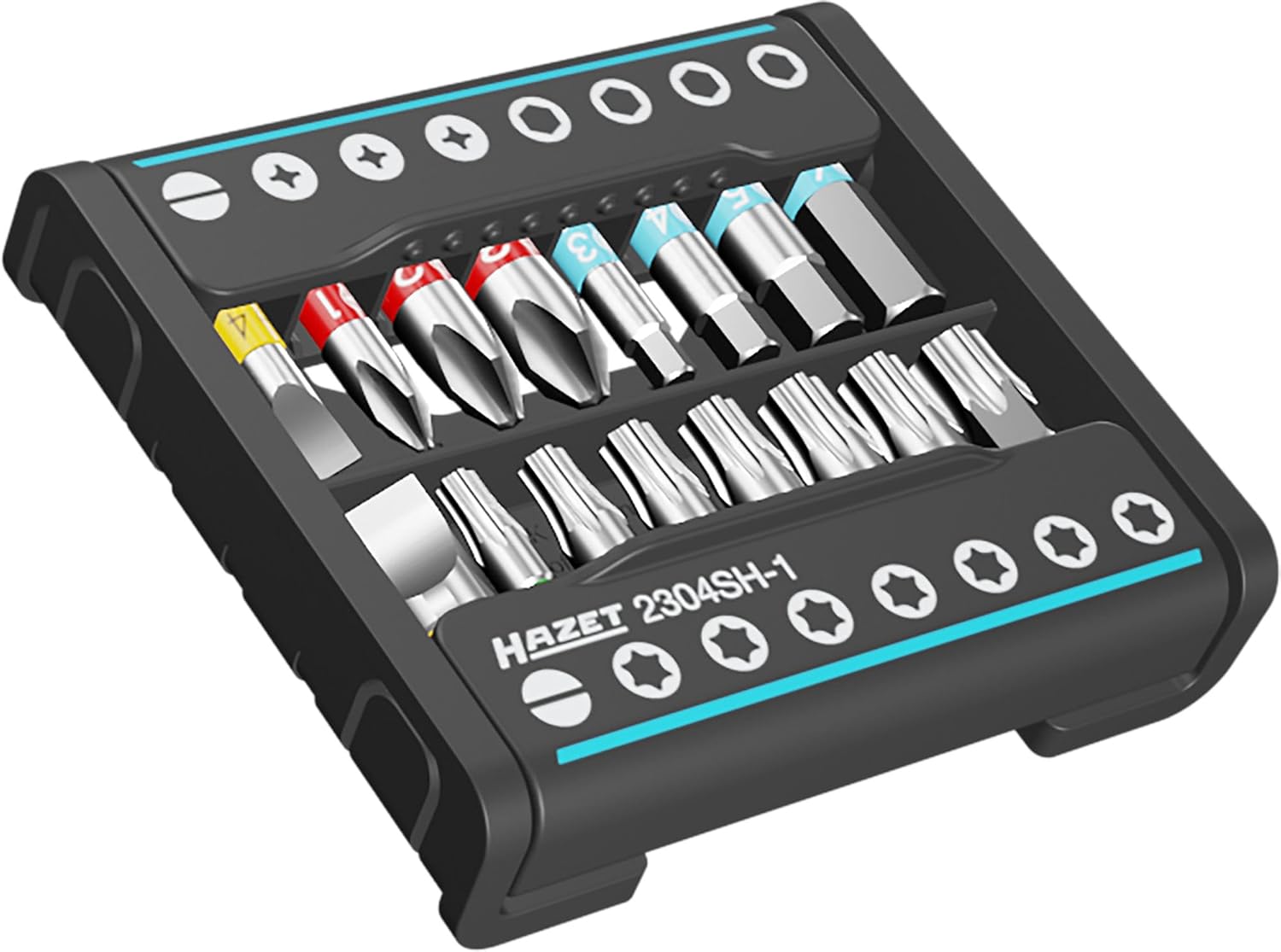 HAZET Smart Holder 2304SH-1| Pratico portautensili da 16 pezzi, Azionamento: 6,3 (1/4 di pollice) Azionamento: profilo a fessura, profilo Phillips PH, profilo esagonale interno, profilo TORX interno