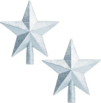 2 Pack Glittered Mini Star Christmas Tree Topper Star Treetop for Small Christmas Tree Ornaments