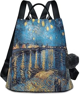 Van Gogh Starry Night over The Rhone2 Backpack Purse for Women, Anti theft Bookbag Purse Lightweight Shoulder Bag Fashion Handbag for Travel, Daily, Shopping（675）, Van Gogh Starry Night Over the Rhone, 13.4 X 5.9 X 15 inch