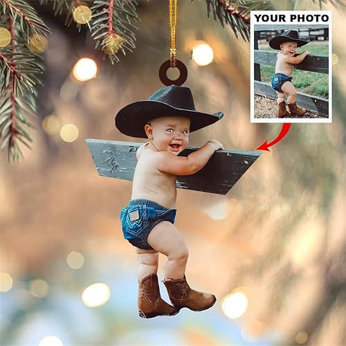 Miniatura 8 de Adorno colgante, adorno de fotos personalizado de acrílico o madera, primer regalo de Navidad para bebé 2023, decoración del hogar, cumpleaños,