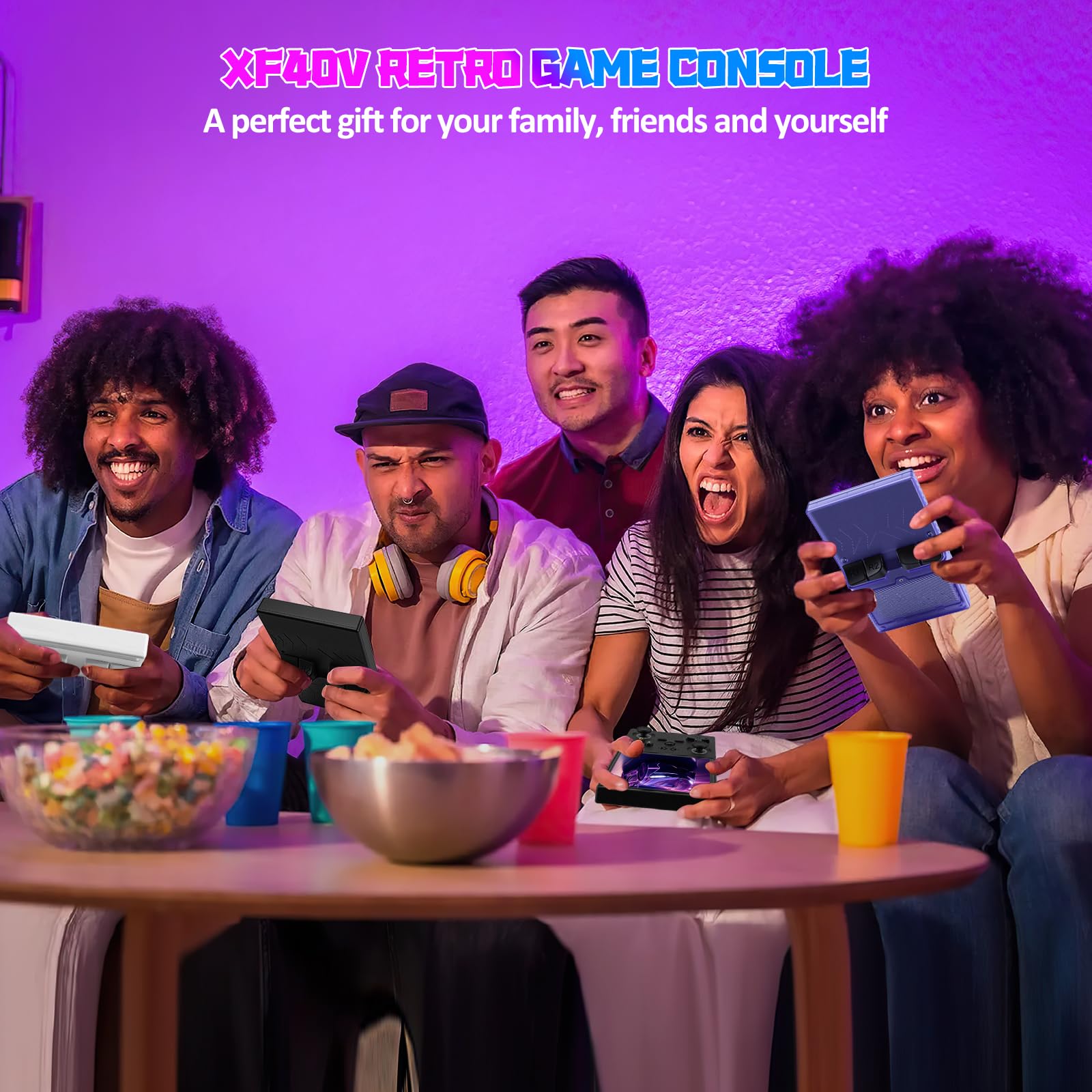 UYTGXEN XF40V Retro Handheld Game Console with 2*Detachable Long Joysticks, 4.0-Inch HD IPS Screen Retro Gaming Console, Preloaded Classic Games with Multiple Emulator, Pocket Video Gaming