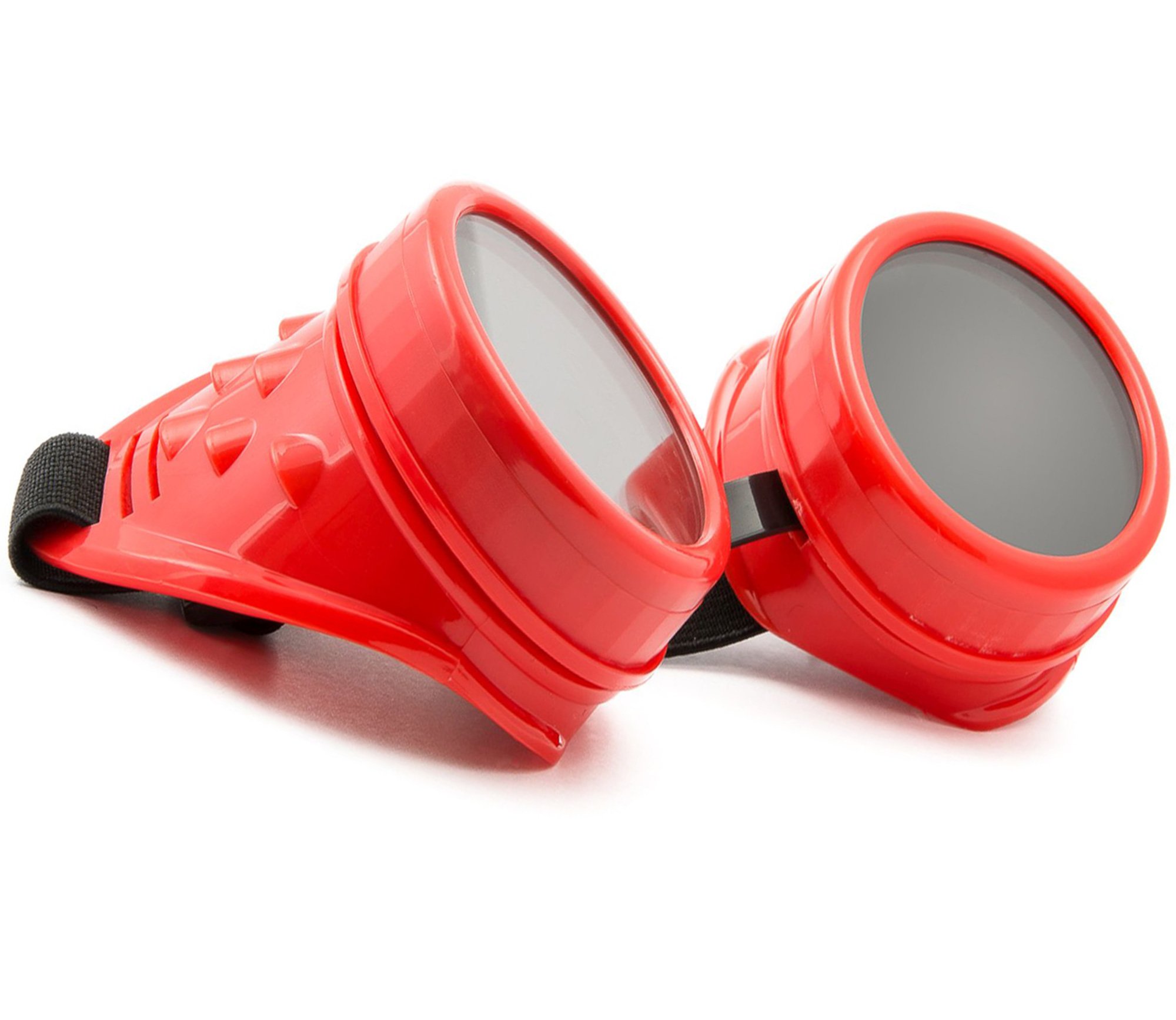 Mfaz Morefaz Ltd Unisex Red Morefaz Welding Cyber Goggles Steampunk Goth Cosplay Sunglasses 50S Round Glasses Vintage Hippy Party Fancy Dress Mfaz Ltd (Red)