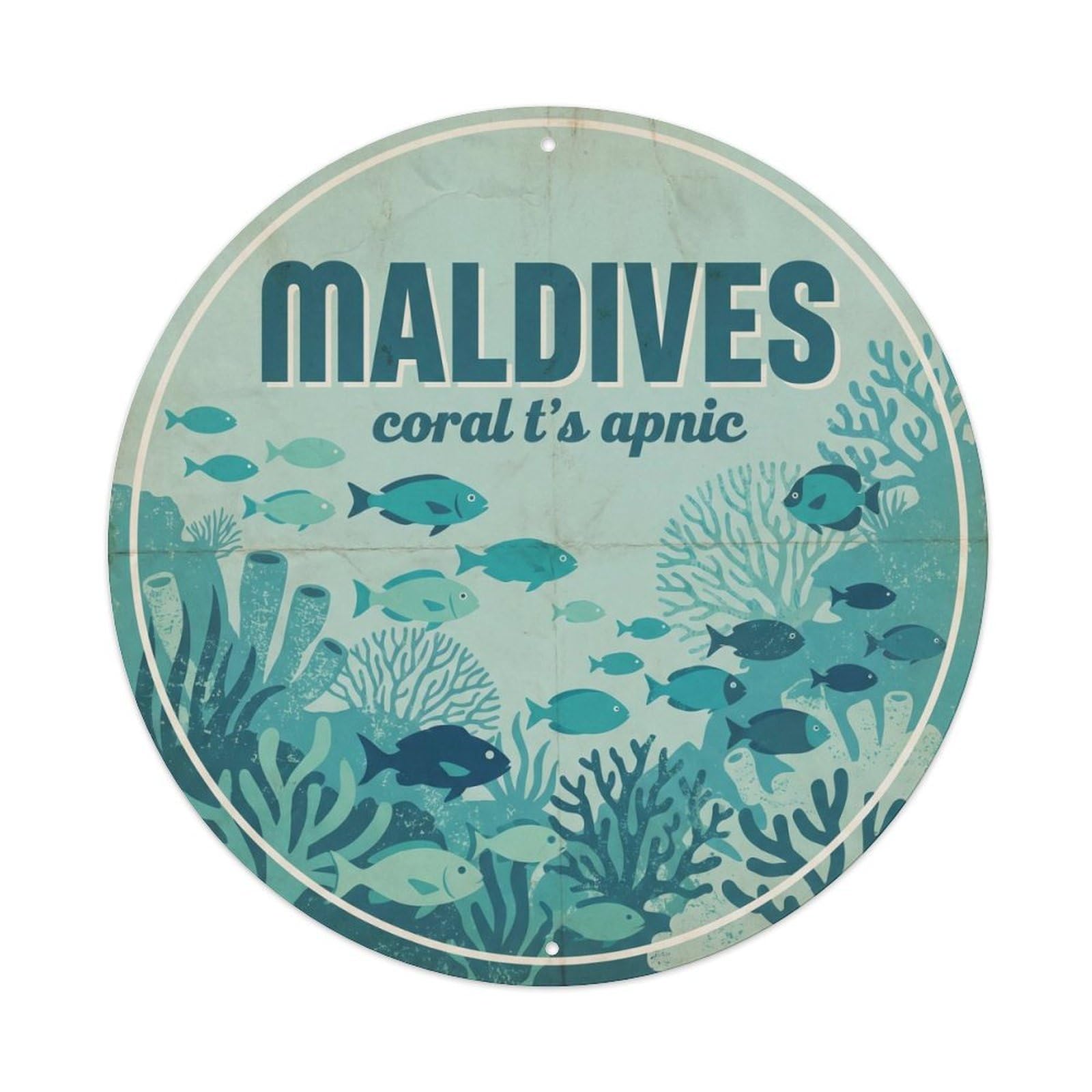 Indian Ocean Maldives Vintage Tropical Lagoon Metal Tin Sign