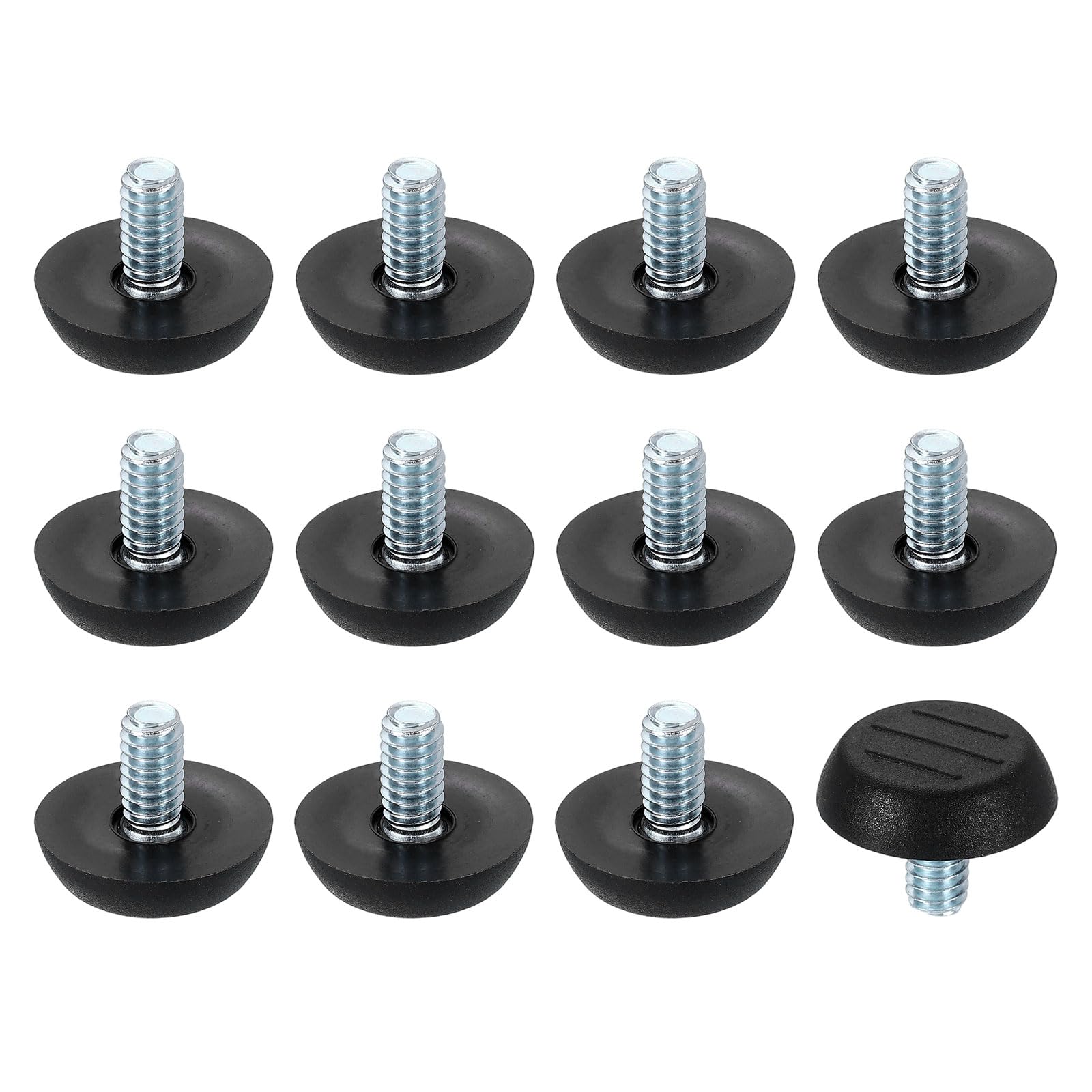 uxcell 12Pcs 1/4" Thread Furniture Feet Levelers, 23x12mm Adjustable Leveling Table Feet, Screw on Furniture Glide Leveling for Chair Stool Legs,