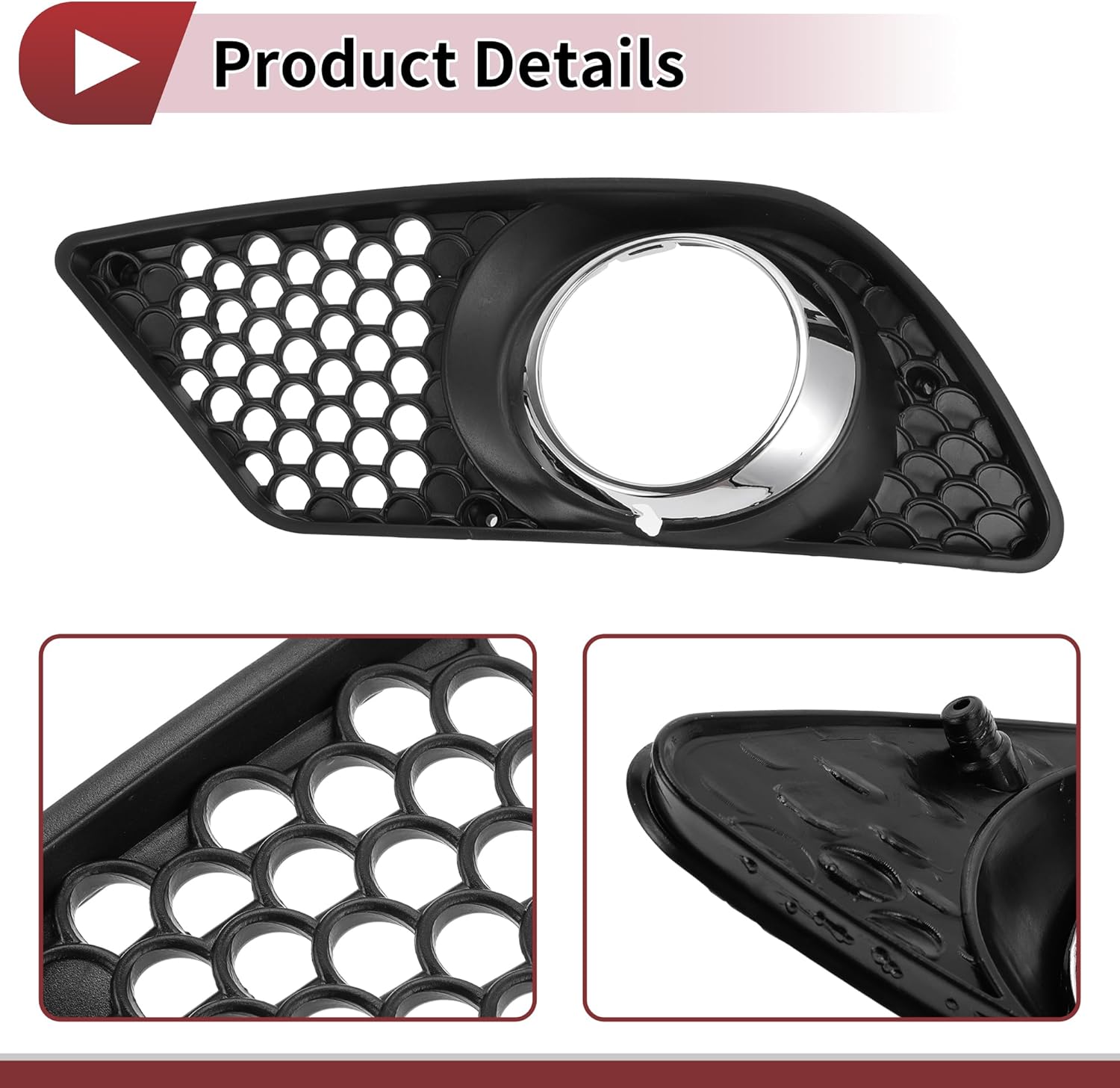 1 Pc Fog Light Grill for Mercedes-Benz C300 2008-2012 Front Left Front Lower Bumper Fog Light Cover Inserts No.2048850253 Black Silver Tone ABS - Image 5