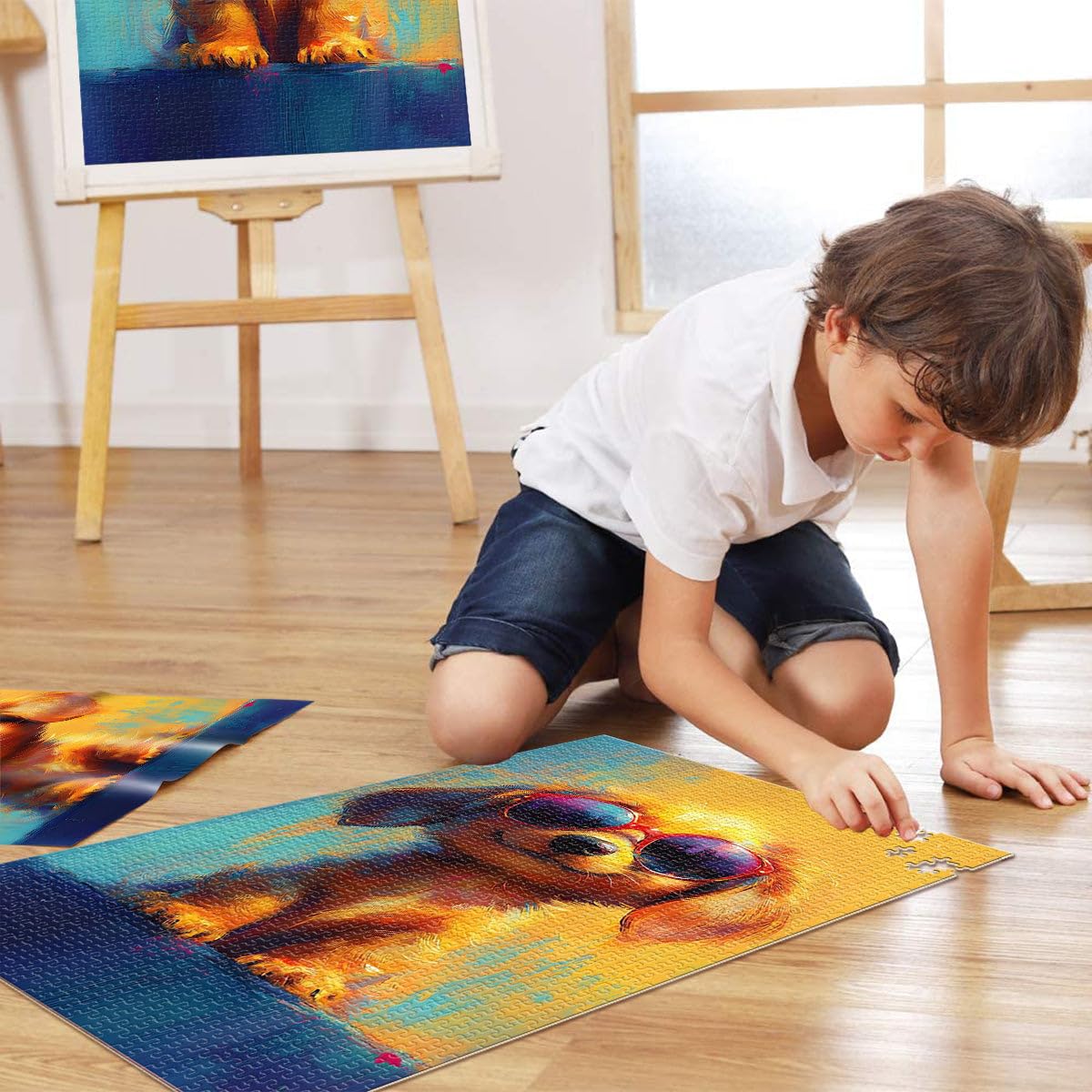 Chien Cool avec des Lunettes de Soleil Puzzle 2000 pièces pour Adultes Jeu de Quiz est idéal comme Cadeau pour Toute la Famille 70x100cm