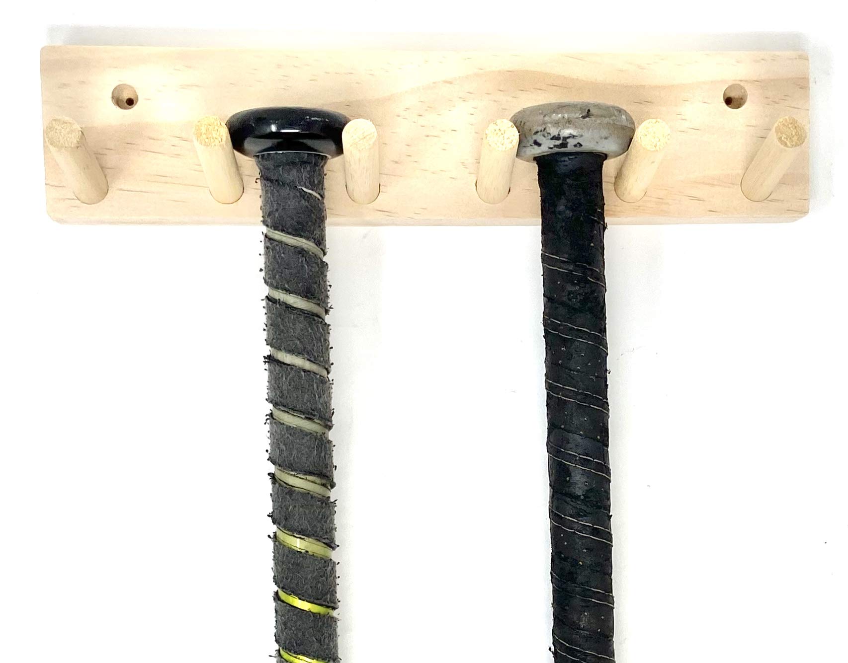 Wood Full Size Bat Rack Display 3-5 Bats Natural Unpainted Storage Wall Mount