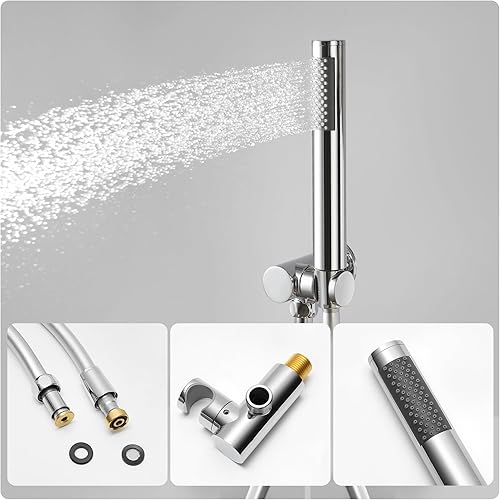 Miniatura 4 de Juego de grifo de ducha en cascada, sistema de ducha de lluvia de 10 pulgadas montado en la pared, cabezal de ducha de flujo de agua pesada y mango