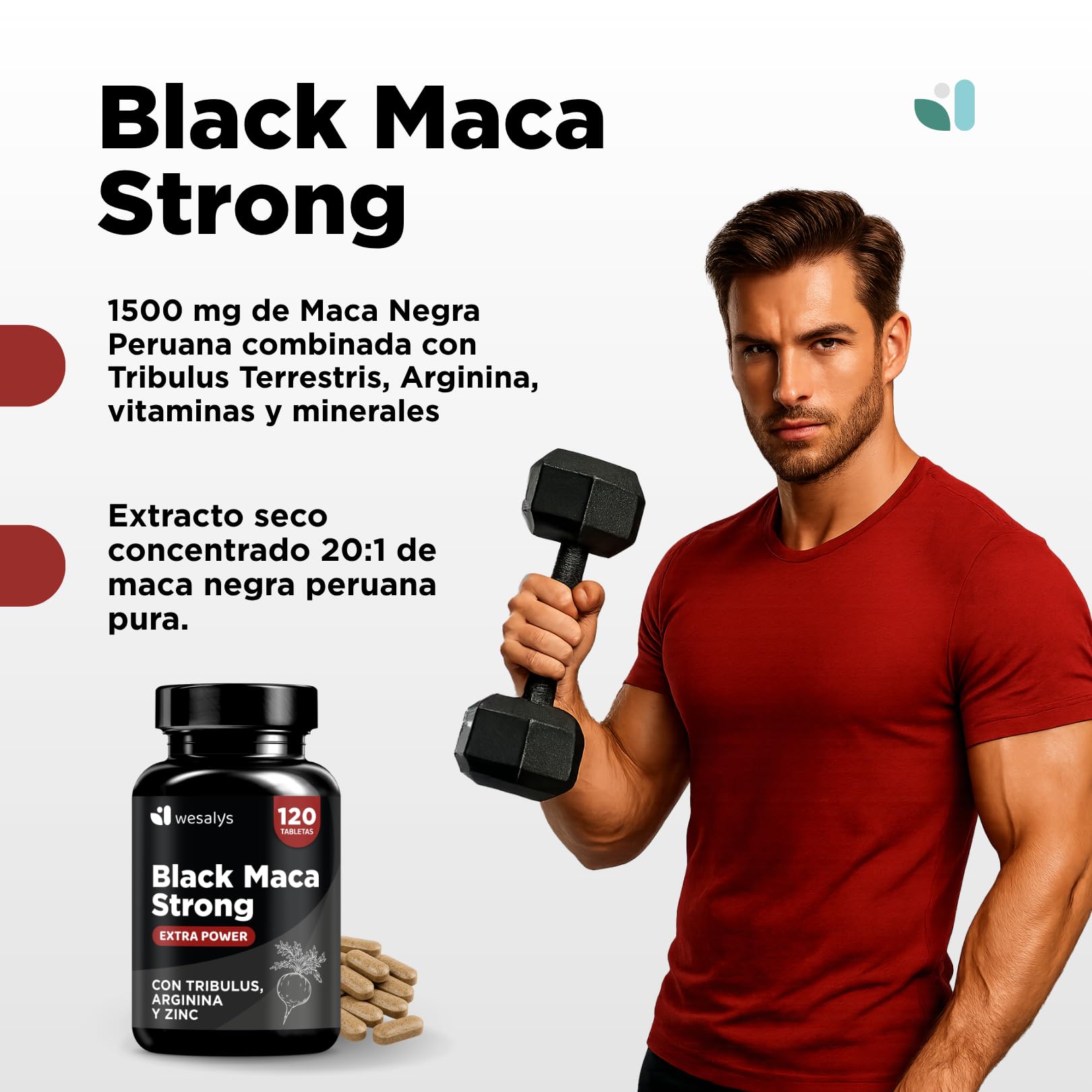 Maca Negra Andina pura 30.000mg 20:1 + Tribulus + Arginina + Zinc | Dosis Alta | Potencia Energía y Vitalidad | Mejora Rendimiento, Memoria y Ánimo | 120 Comprimidos de Alta Potencia