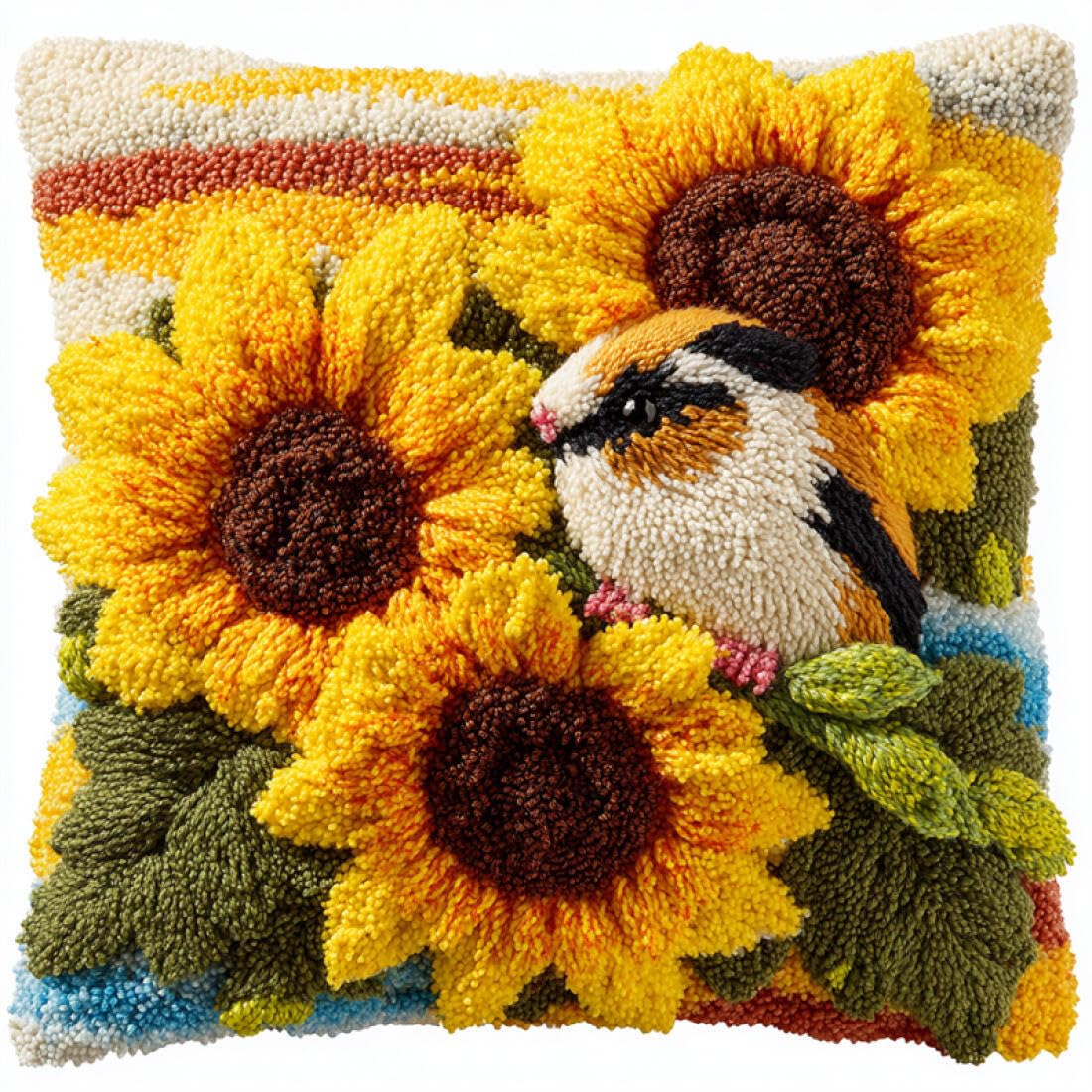 Kitquiver Animal Latch Hook Cushion Craft Kits Cartoon Guinea Pig DIY Latch Hook Kit Cushion Home Decor Embroidered Pillow Kits,Beginner Adult Embroidery Set 17x17In
