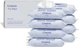 Coterie Unscented Baby Wipes 8-Pack 448ct: 99% Purified Water, Plastic-Free Plant Fibers, Hypoallergenic for Sensitive Newborn Skin