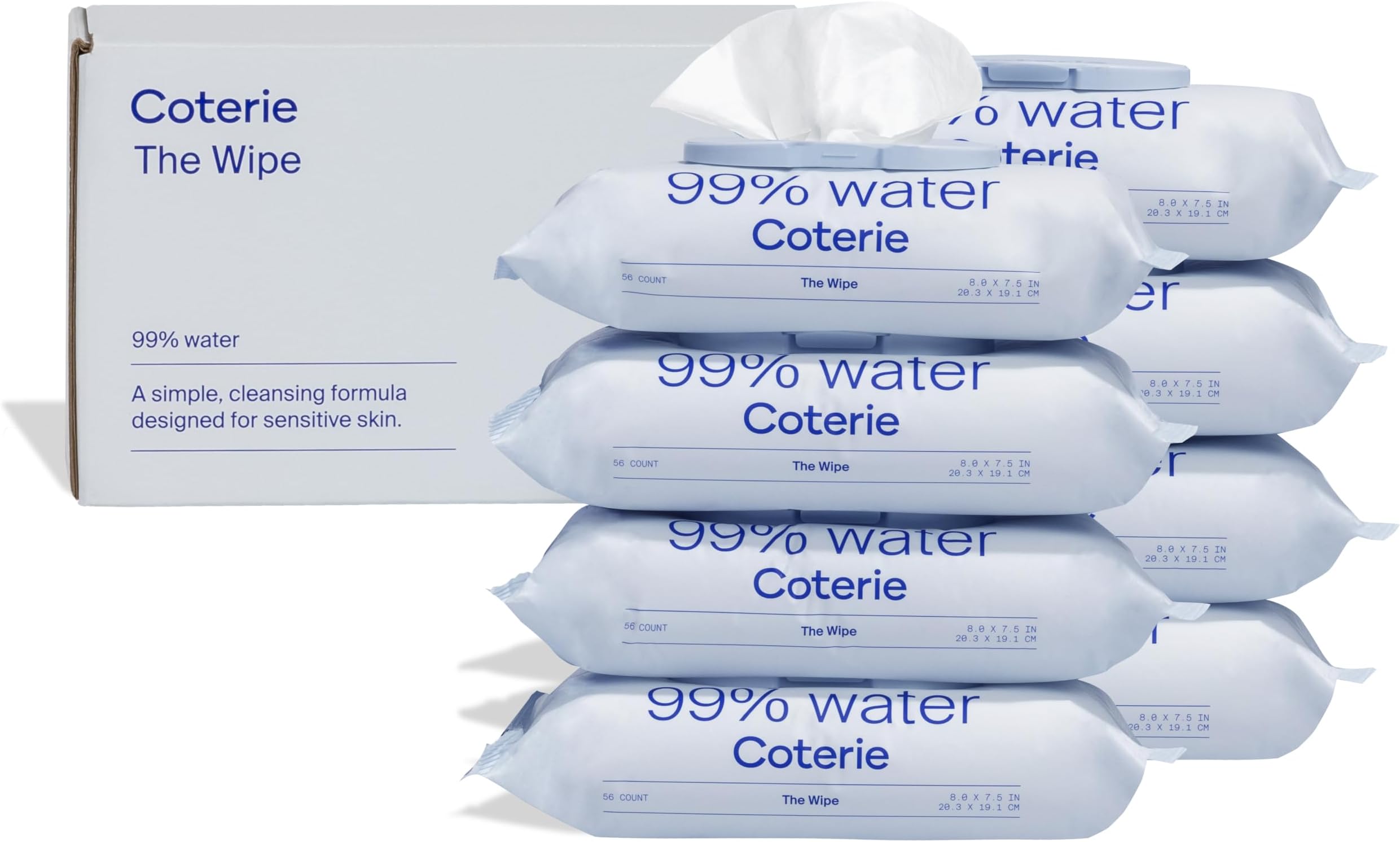 Baby Wipes, 8 Pack, 448 Count, Unscented Wipes, 99% Purified Water, Plastic-Free & Plant-Derived Fibers, Fragrance Free Hypoallergenic Sensitive Skin Baby Essentials, Clean Ingredients