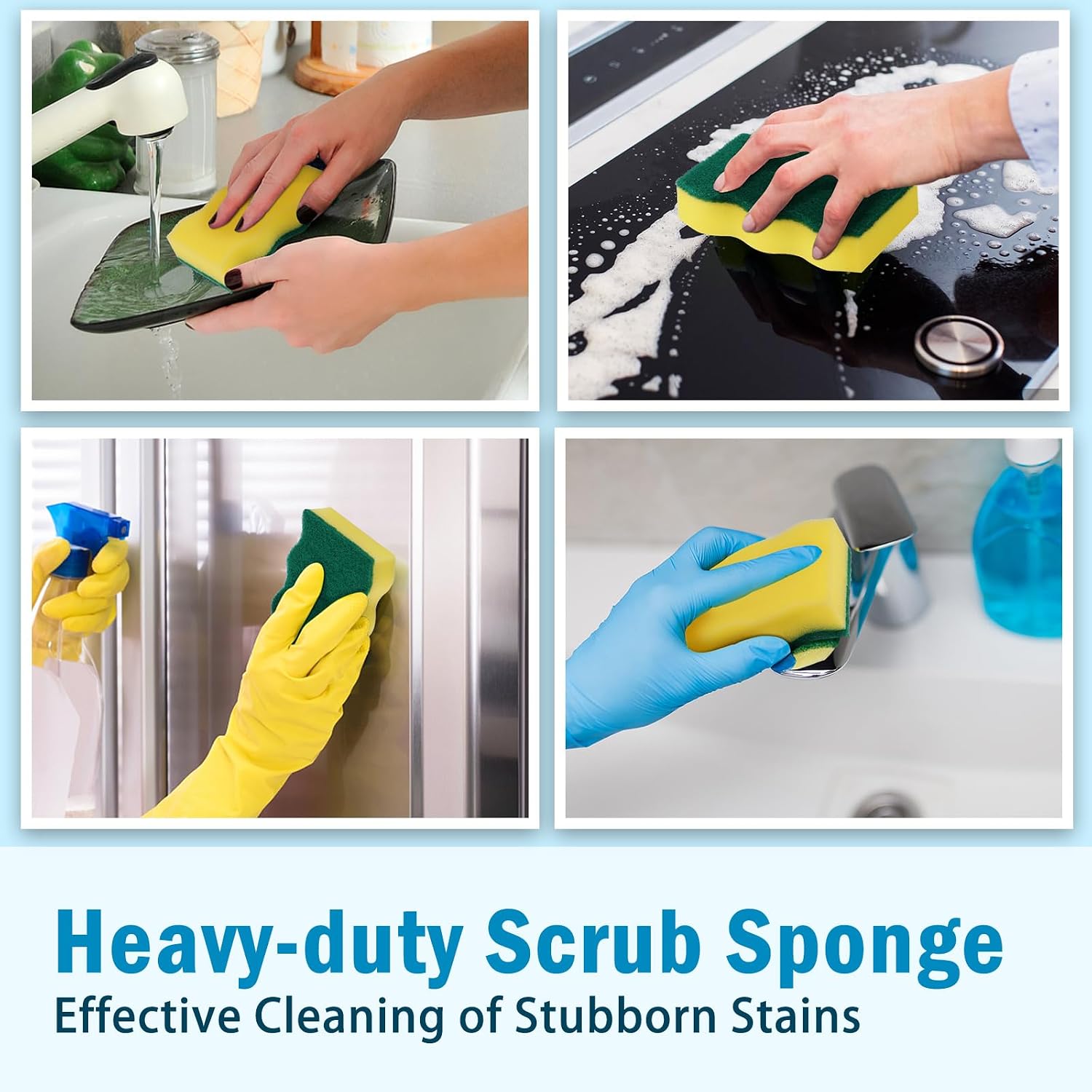 AIDEA Sponges Kitchen, 24 Pack Heavy Duty Dish Sponge, Cleaning Dish Scrubber Sponge for Home and Kitchen, Stink-Free Cleaning Supplies for Pots, Pans