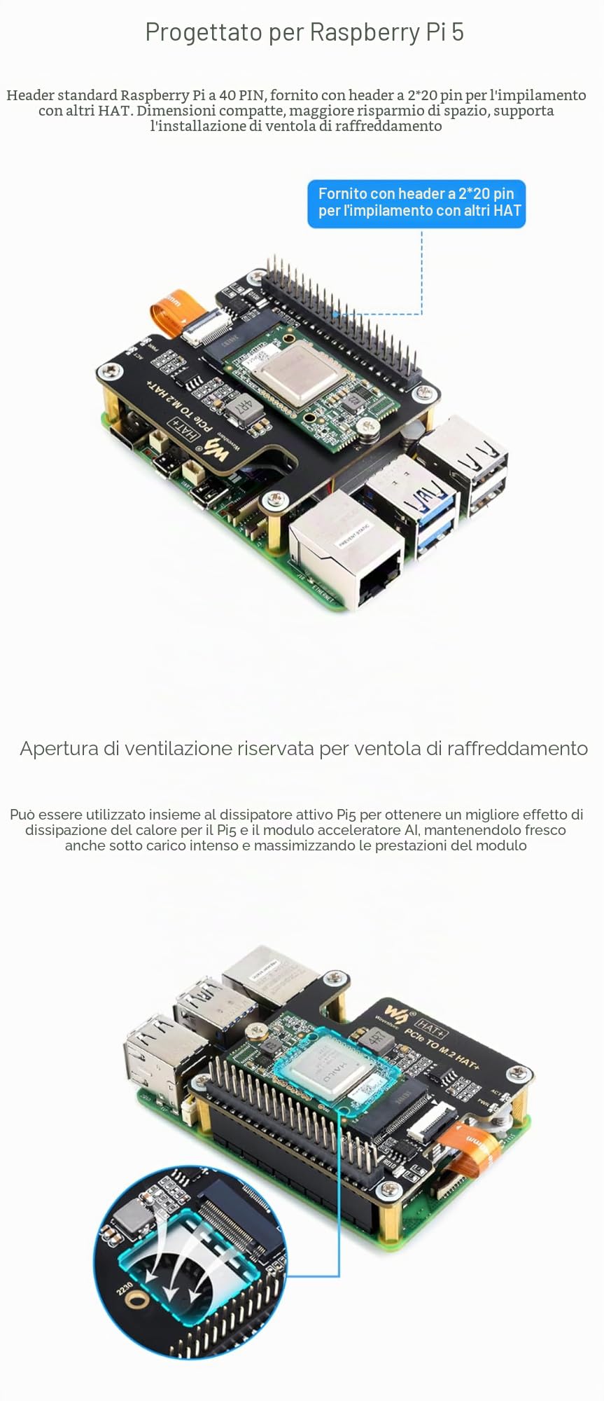 TUOPUONE Hailo-8 M.2 AI Accelerator Module Compatible Raspberry Pi 5 Based On The 26TOPS Hailo-8 AI Processor Included PCIe To M.2 Adapter Board
