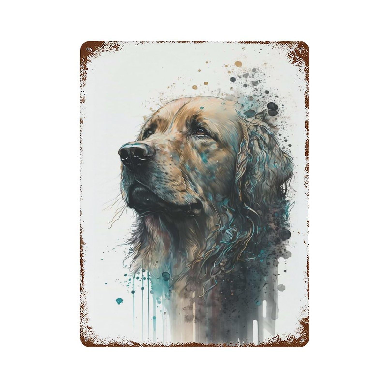 Retro Metal Sign with Golden Retriever Design 15.7"x11.8", for Office, Studio And Wall Decor, Retro Wall Decor