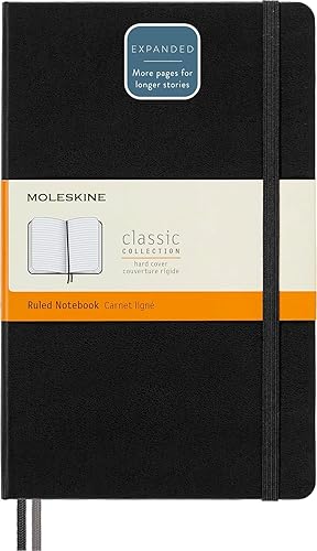 Moleskine Notebook, Expanded Large, Ruled, Black, Hard Cover (5 x 8.25)