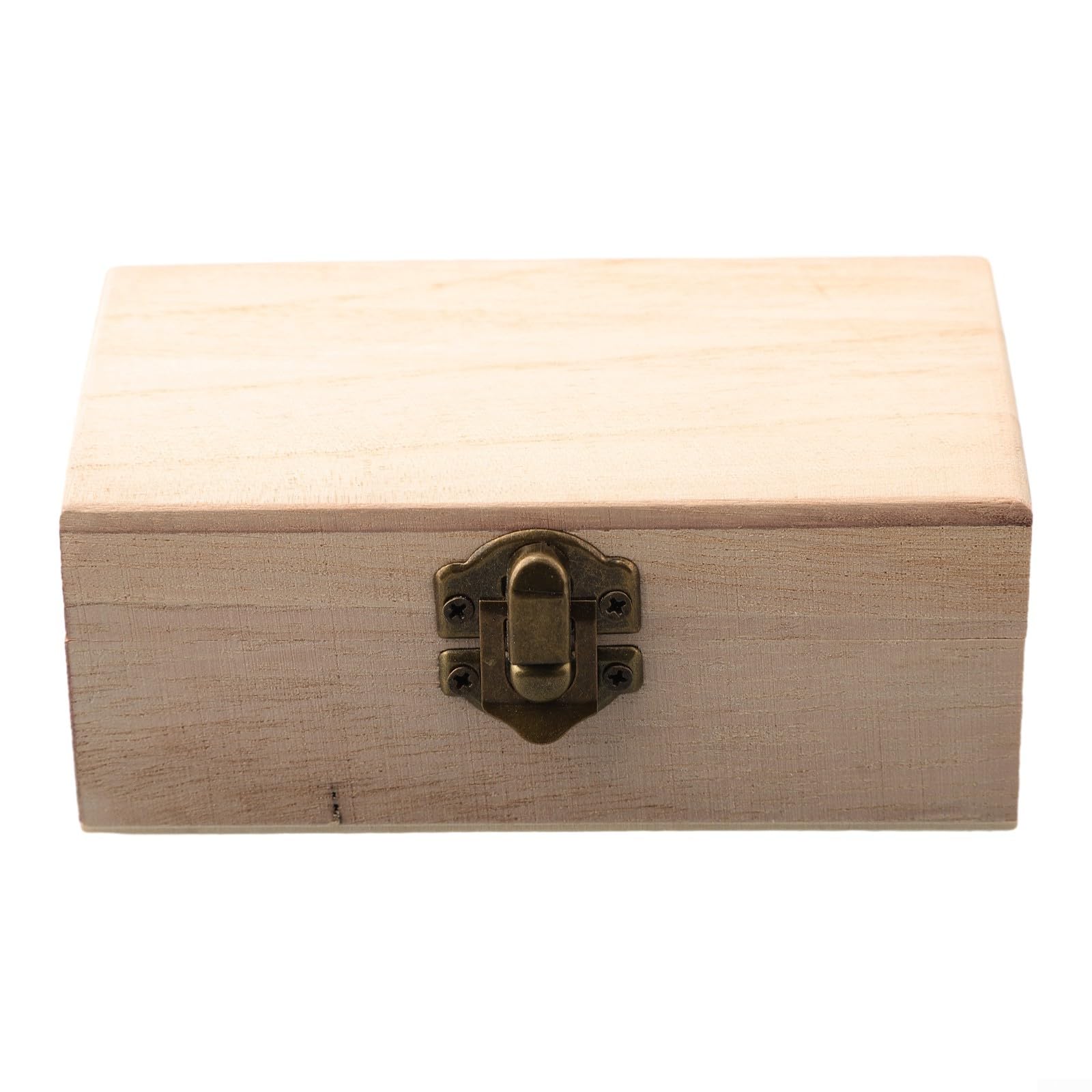 Honseadek Plain Wood Wooden Square Hinged Storage Boxes, Craft Box, Plain Wooden Box Hinged Lid, For Memory Keepsake Storage, DIY Handmade Keepsake Memory(S)