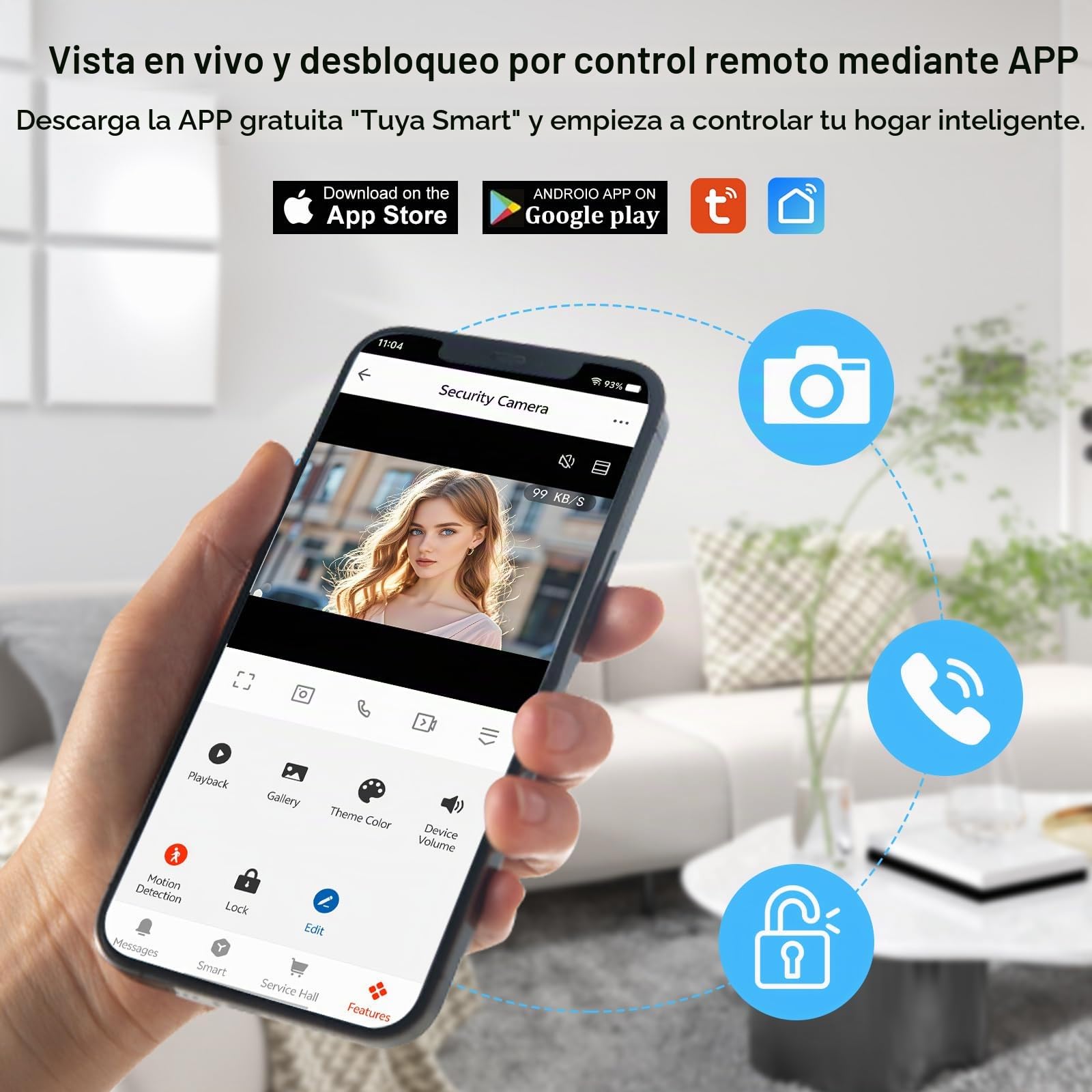 Videoportero WiFi 2 Hilos, 1080P Sistema de Videotimbre Inteligente con cable, Pantalla Táctil IP de 7" y Cámara, Detección de Movimiento, Audio Bidireccional, Desbloqueo por Tuya APP/RFID