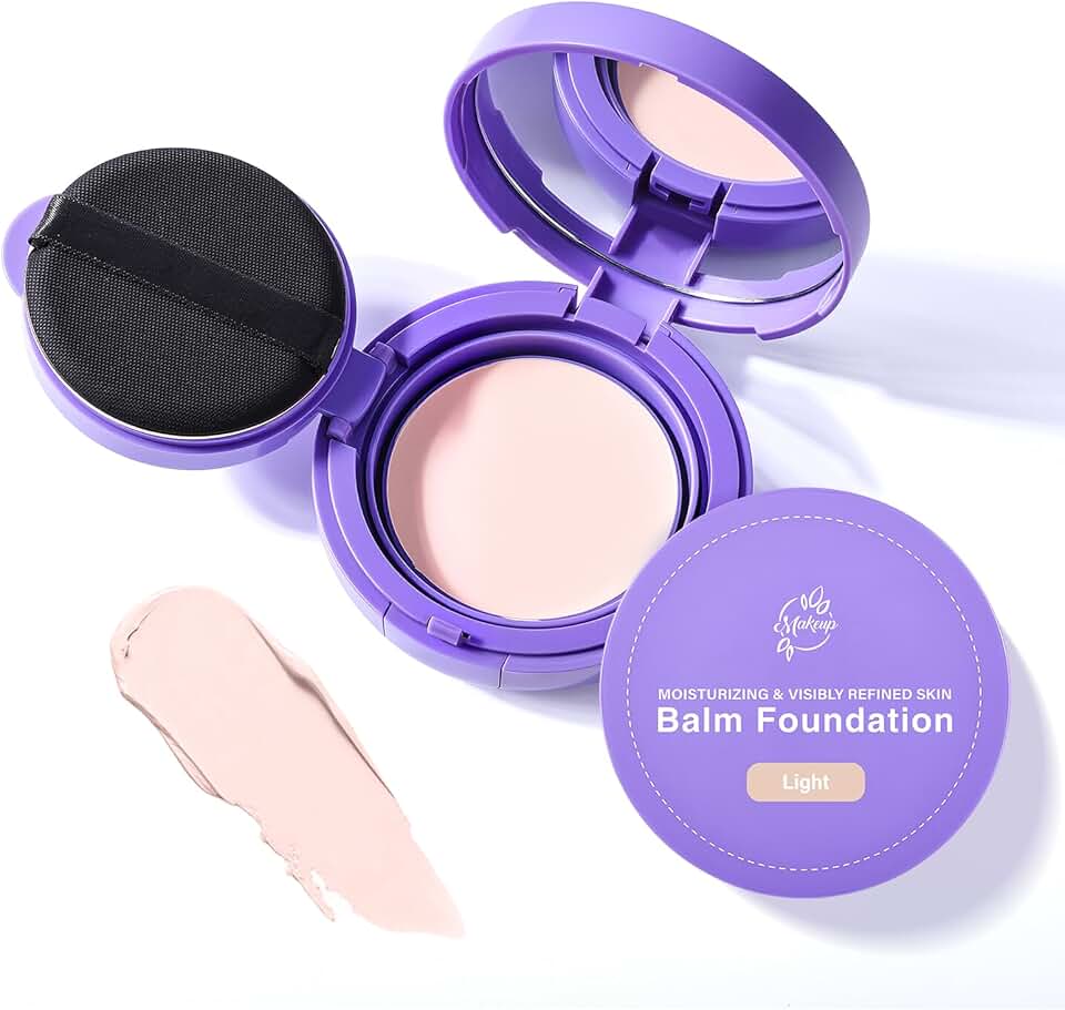 Bounce Balm Foundation | Base hidratante antienvelhecimento com pó para pele madura, cobertura montável, desfoca linhas finas e textura suave, acabamento acetinado de longa duração (leve)
