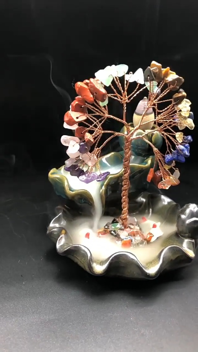 Bruciatore di incenso a cascata a flusso inverso in ceramica blu fatto