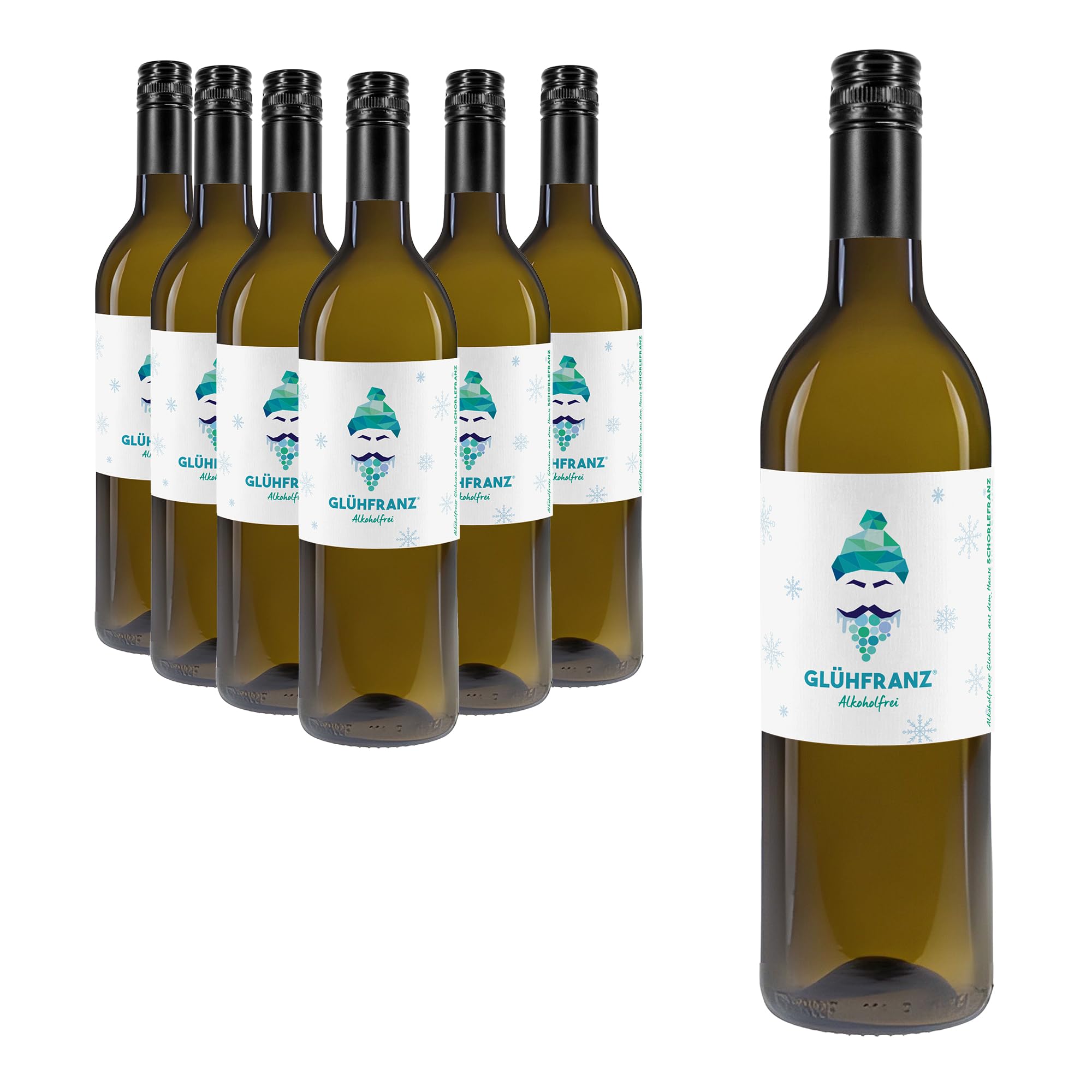 GLÜHFRANZ Alkoholfrei – aus entalkoholisiertem Wein | Deutscher Qualitätswein | Fruchtig-würzig mit Citrusnote | Vegan & glutenfrei | 0,75 l Flasche | Winterlicher Genuss ohne Alkohol (6 x 0,75l)