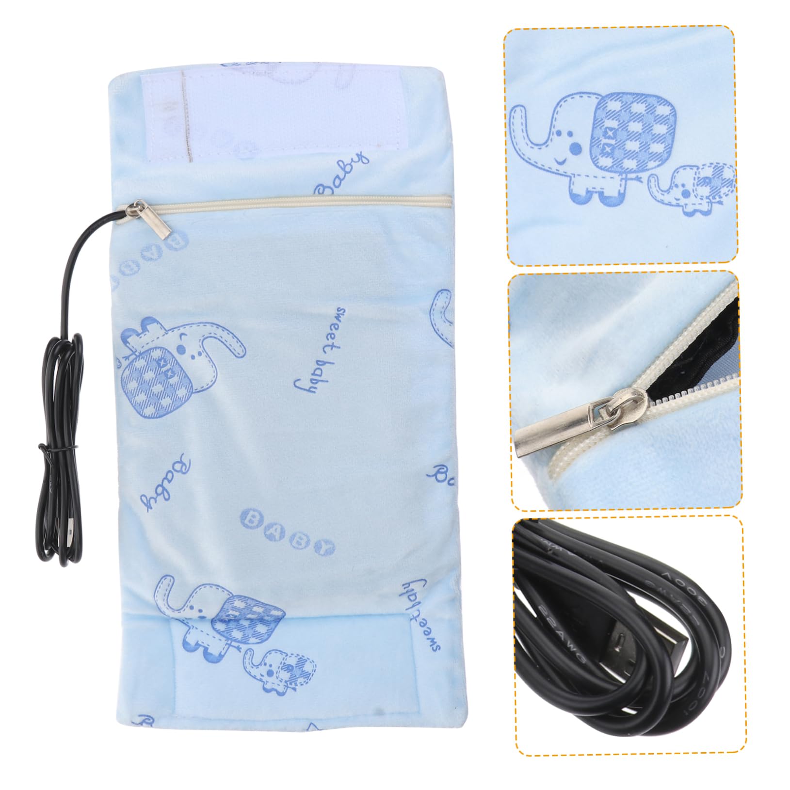 ifundom 2piezas Calentador De Biberones USB Portátil Bolsa Térmica Aislante Termostato Cubierta De para Leche De Azul
