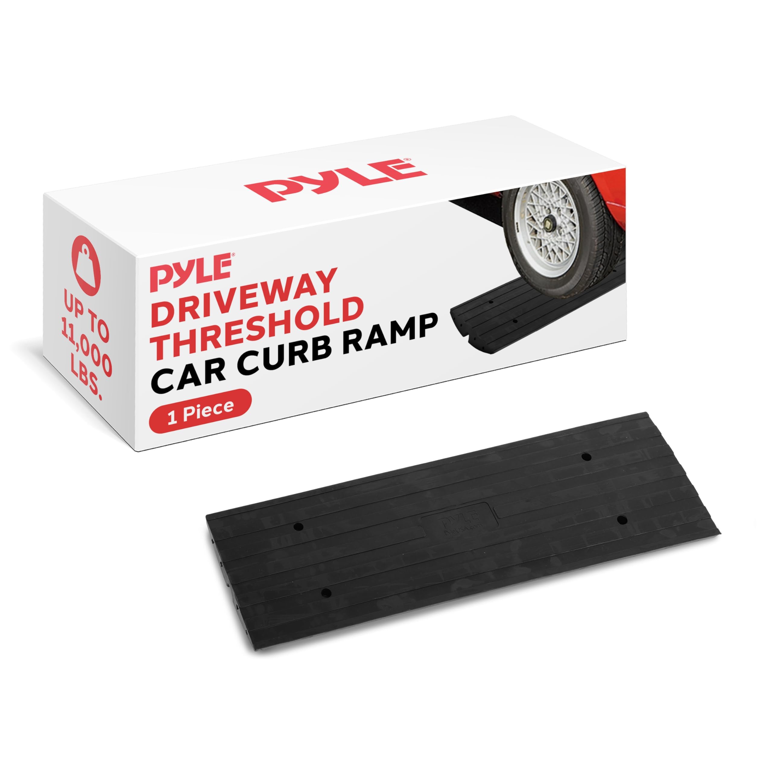 Pyle Car Driveway Curbside Bridge Ramp - Heavy Duty Rubber Threshold Curb Ramp, Used for Loading Dock, Garage, Sidewalk, Truck, Scooter, Bike, Motorcycle, Wheelchair Mobility, Other Vehicle - Pyle