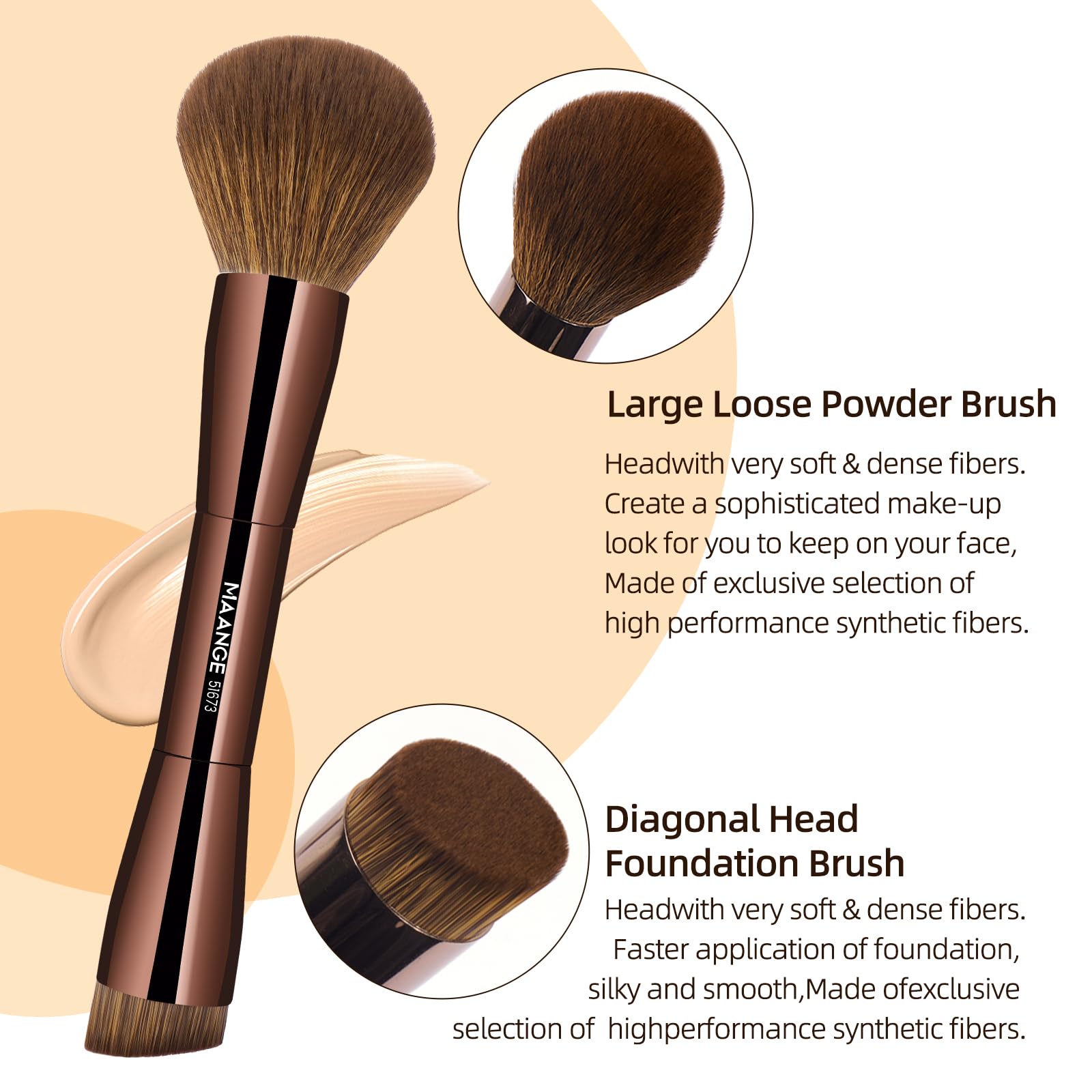 MAANGE 20 pennelli da trucco con confezione regalo, pennelli multifunzione a doppia estremità per miscelare polvere liquida, correttore, crema, fard, marrone scuro