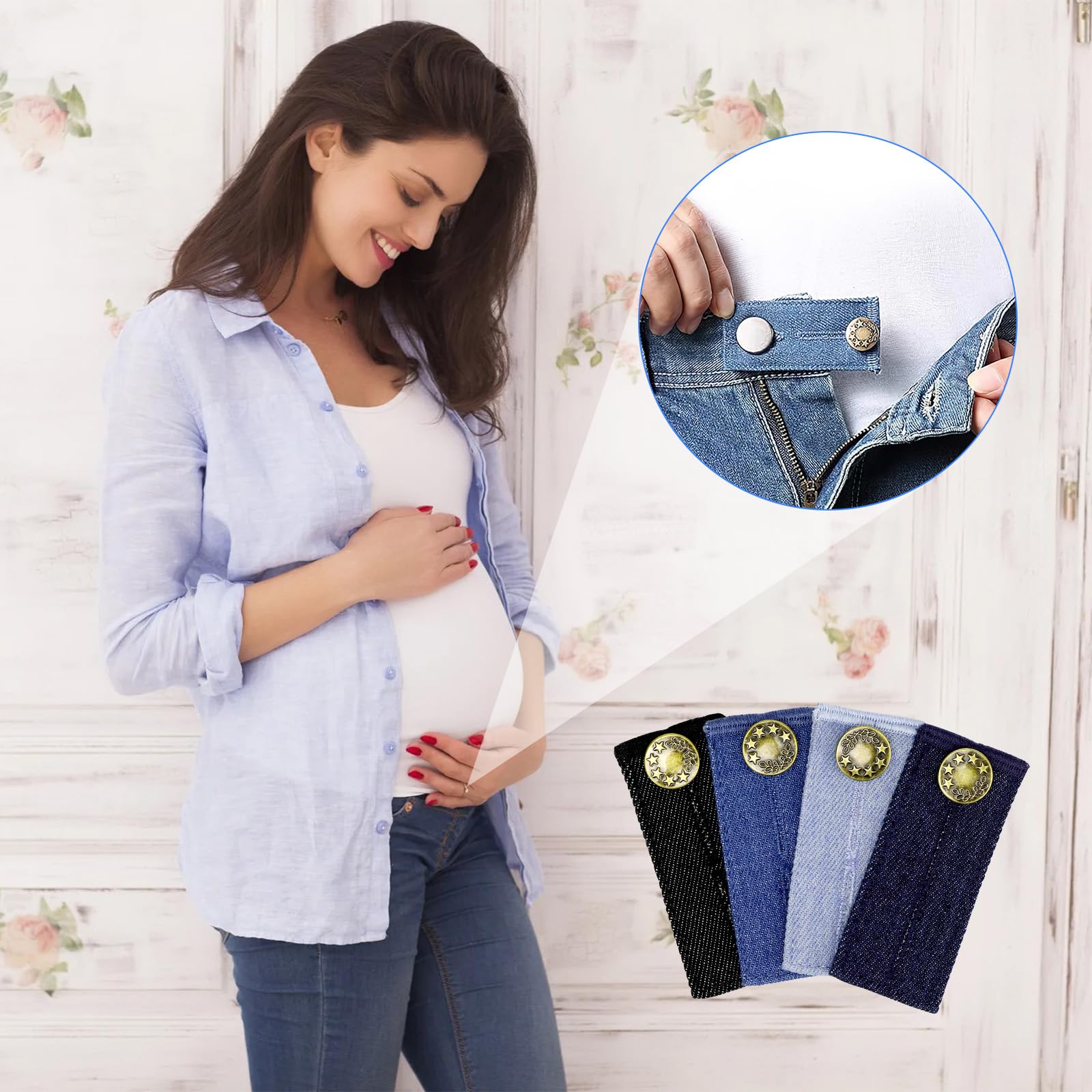 4 Estensori Vita Per Jeans - Bottoni In Denim Elastici Regolabili - Foto 9