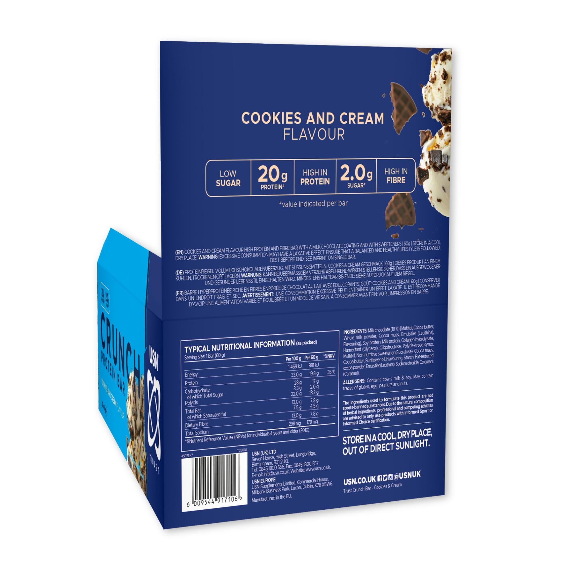 USN Trust Crunch Bars (12x60g) Cookies et crème