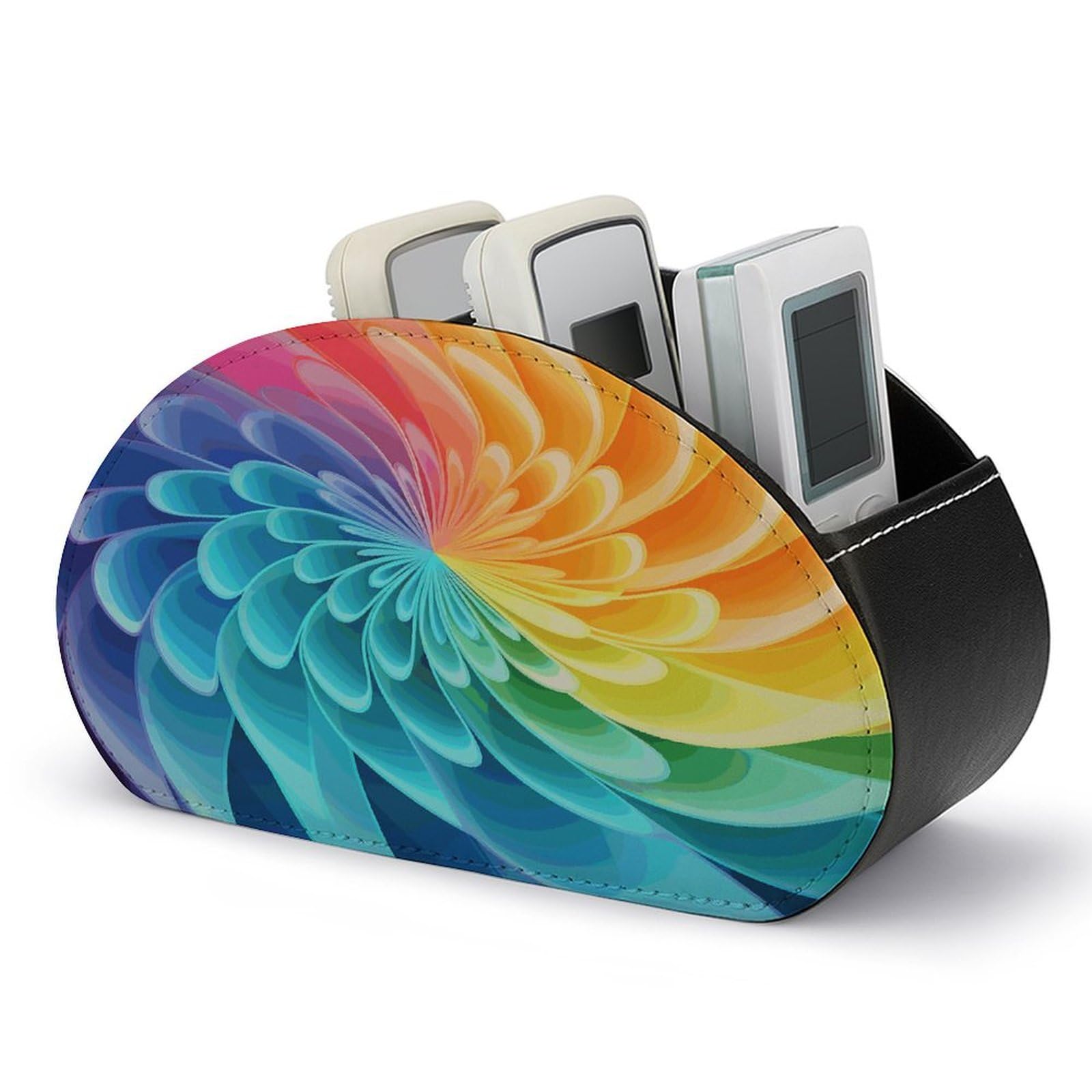 Rainbow Dynamic Remote Control Holder with 5 Compartments Remote Organizer Caddy for Table TV Remote Caddy Storage Box/Tray Fits Media Controllers Office Supplies