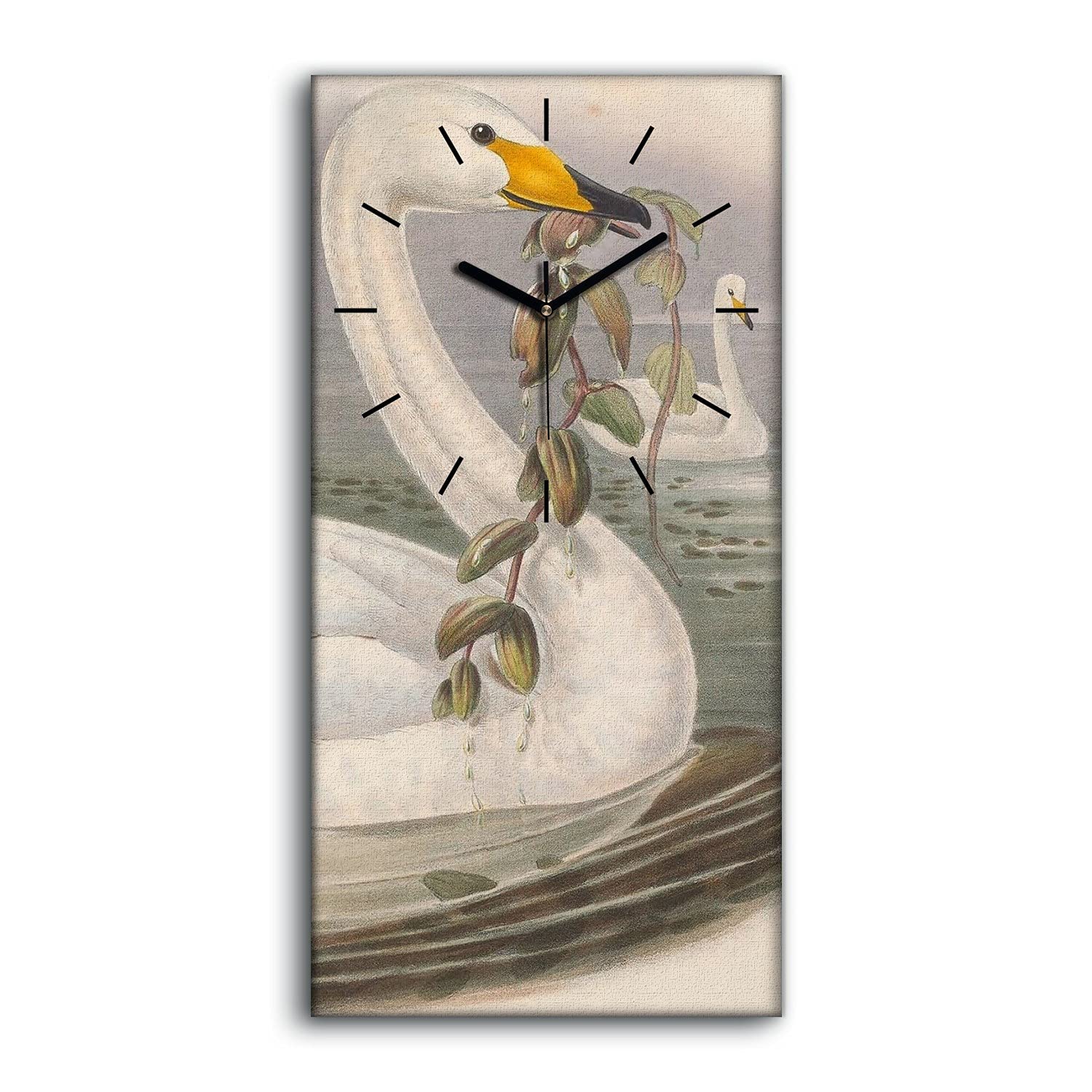 Horloge sur toile pour salon et chambre déco animaux sauvages 30x60cm