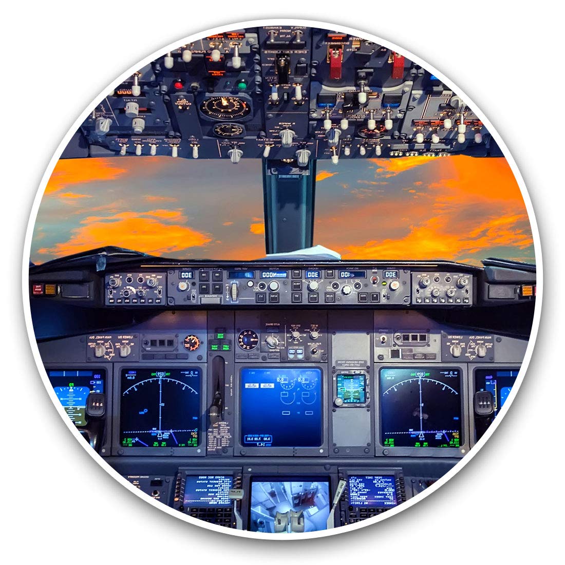 Destination Vinyl Ltd Flight Deck Aeroplane Cockpit Pilot 16297 Vinyl Stickers (Set Of 2) 7.5Cm - Flight Deck Aeroplane Cockpit Pilot #16297