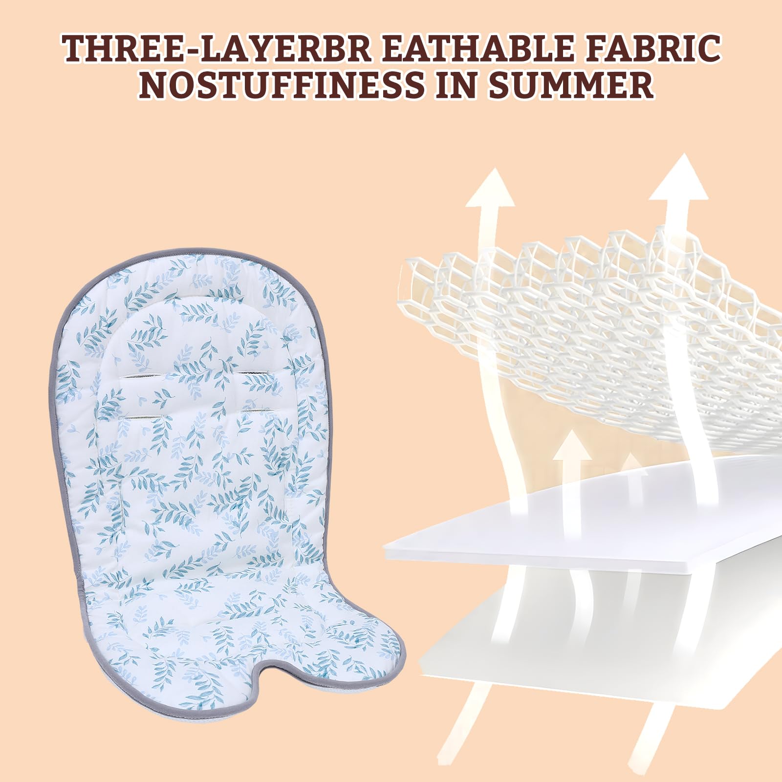LAT Universal Baby Stroller Cushion Seat Liner, Baby Highchair Seat Liner - Image 4