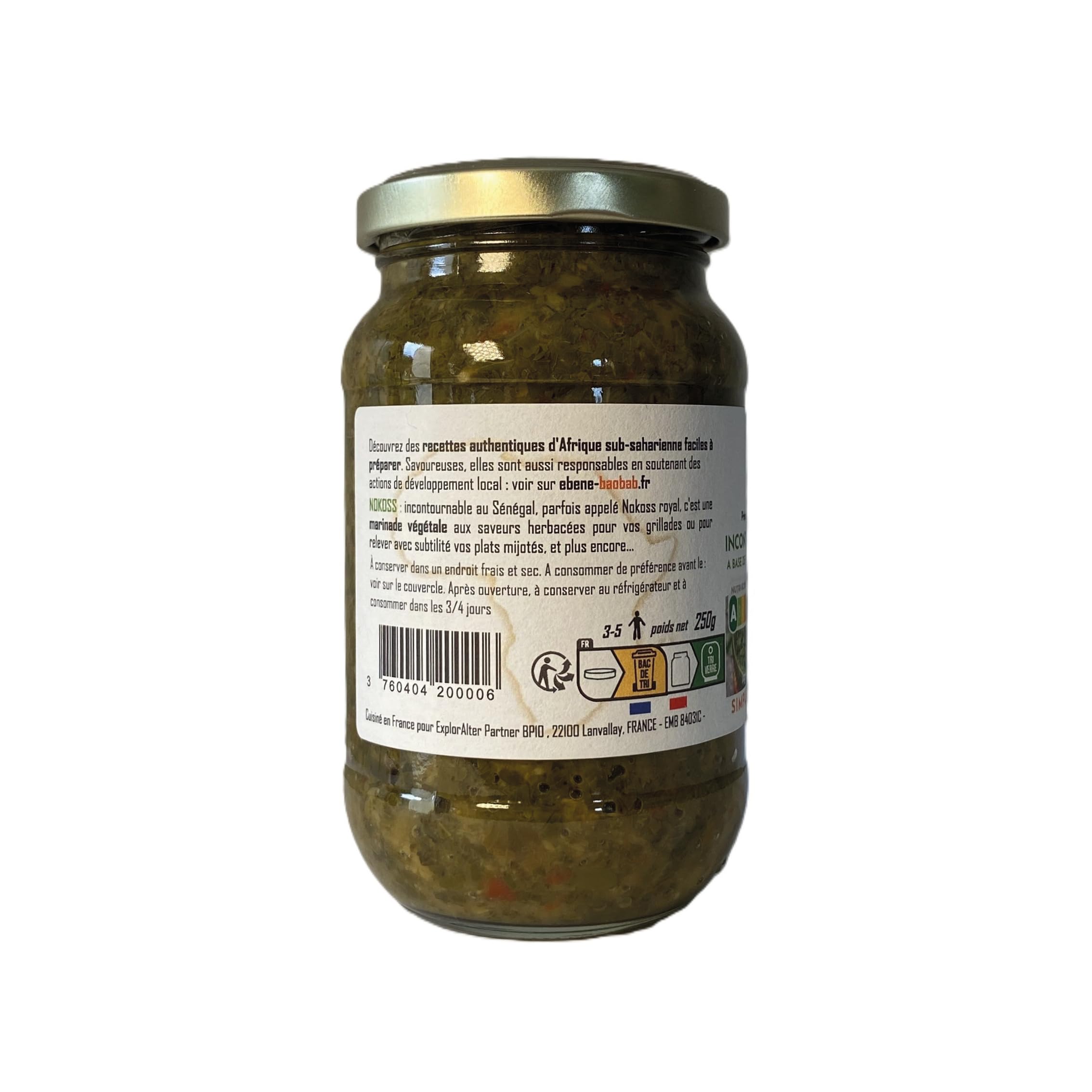Marinade sénégalaise Nokoss PACK ECO 3 x 250g - Ebene&Baobab® - pour poulet, poisson bbq - à base de poivrons, persil, coriandre, menthe, gingembre – Cuisiné en France -Livraison offerte-