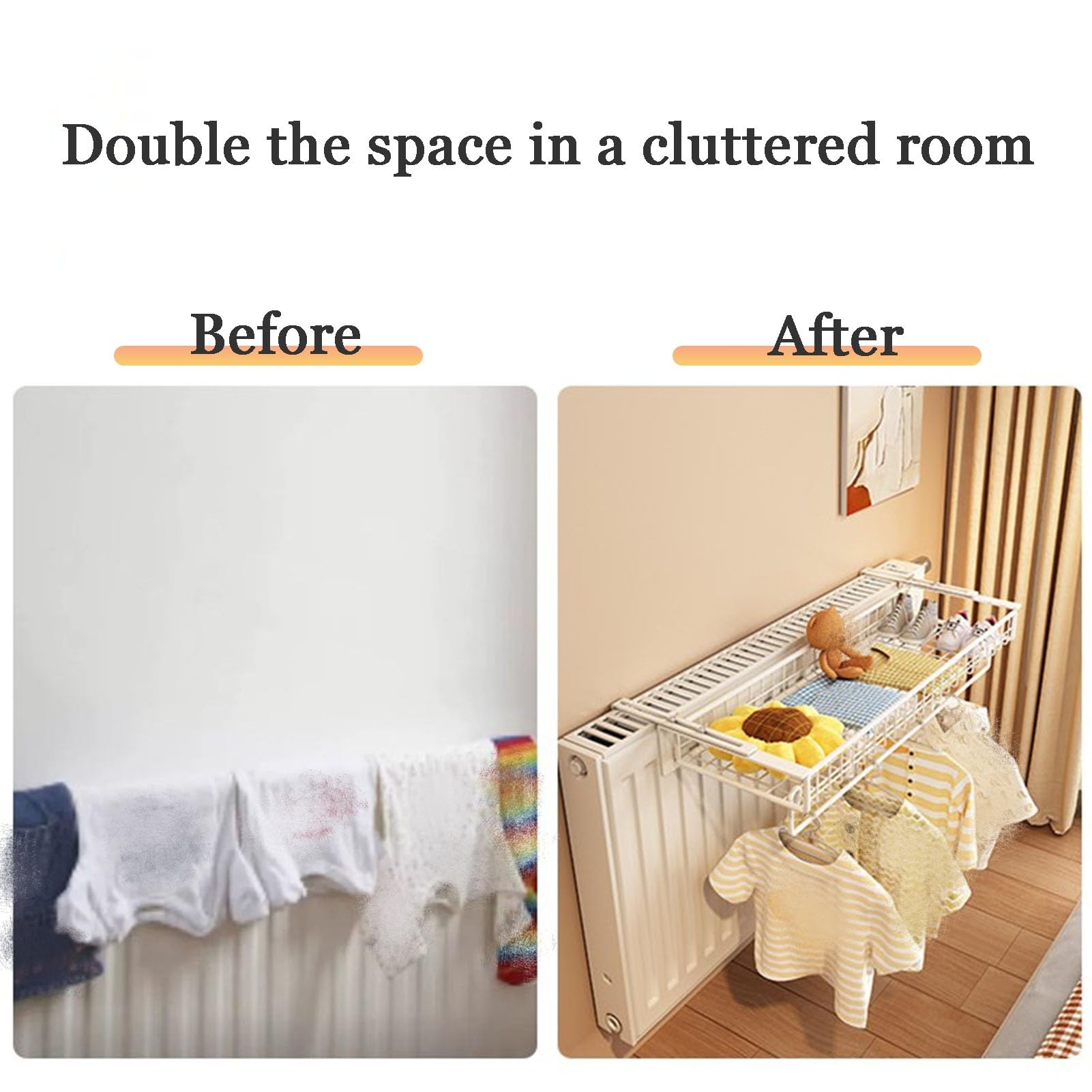 Wäscheständer für Den Balkon Wäschetrockner für Das Badezimmer Halterungen für Heizkörperregale Abnehmbar für Den Flur Zur Aufbewahrung Von Kleidung (19.6in/50cm)
