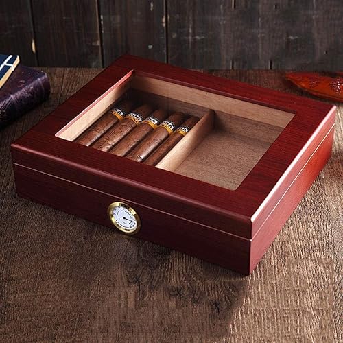 Miniatura 10 de Caja de cigarros humidores caja de cigarros 6 cigarros enfriador portátil de madera de cedro gabinete hidratante de perspectiva techo solar dos
