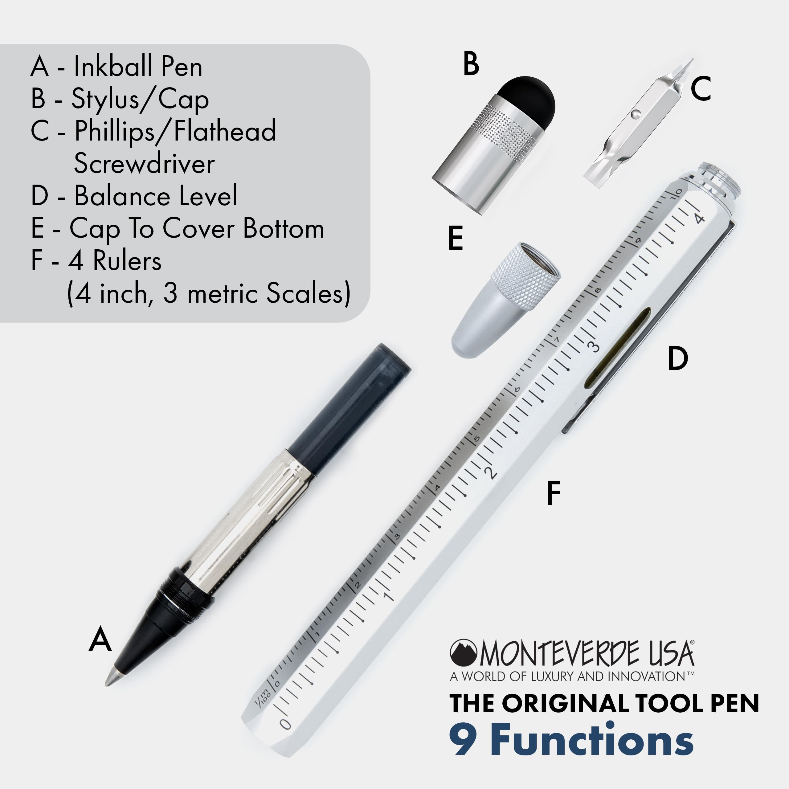 Monteverde MV35221 Tool Tintenroller Geeignet für Rechts-/Linkshänder silber