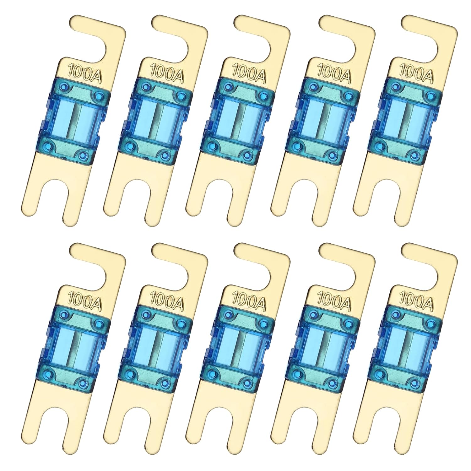 MECCANIXITY 10pcs 100A 125V Mini ANL Fuse Replacement Electrical Protection Electronics Blade Fuse for Automotive Marine Audio Video System