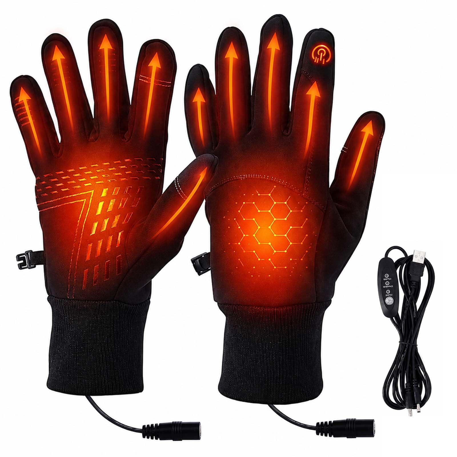 BIZOI Electric Heated Gloves, USB Heated Gloves for Men Women, Waterproof Electric Thermal Heating Finger Gloves with Touch Screen, Warm Winter Gloves for Motorcycle Cycling Ski Outdoor Activities