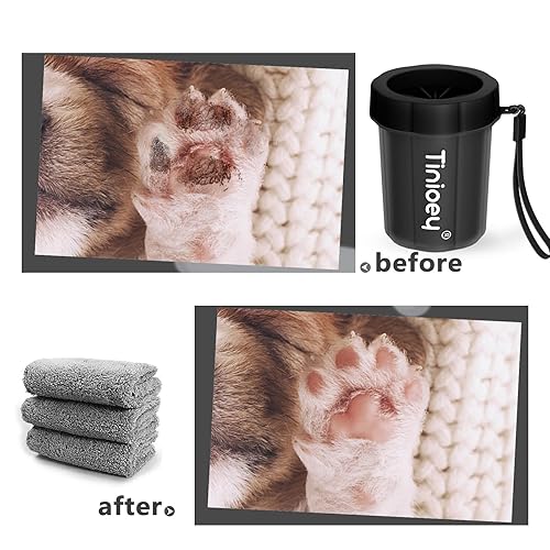 Miniatura 5 de Limpiador de patas de perro para perros pequeños (con 3 toallas absorbentes), limpiador de patas de perro, limpiador de patas fangosas, limpiador de