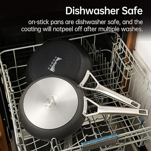 Miniatura 5 de MsMk Sartén pequeña de 8 pulgadas con tapa, también para quemar y sartén antiadherente para tortilla, libre de PFOA no tóxico, resistente a