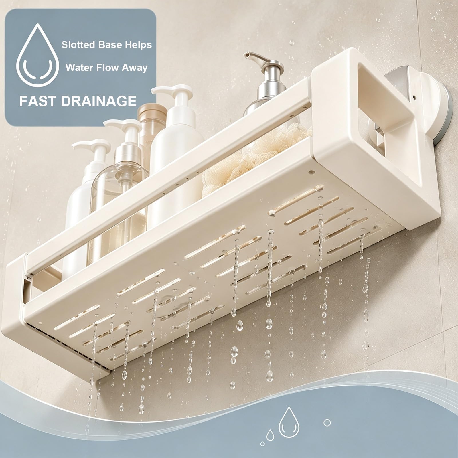 40 50 60cm Organizzatore Multifunzione Dormitorio Salvaspazio Supporta 5kg | Portaoggetti da Parete per Doccia con Ventosa Senza Foratura, Riutilizzabile per Bagno, Cucina e Bagno(50cm/19.7")