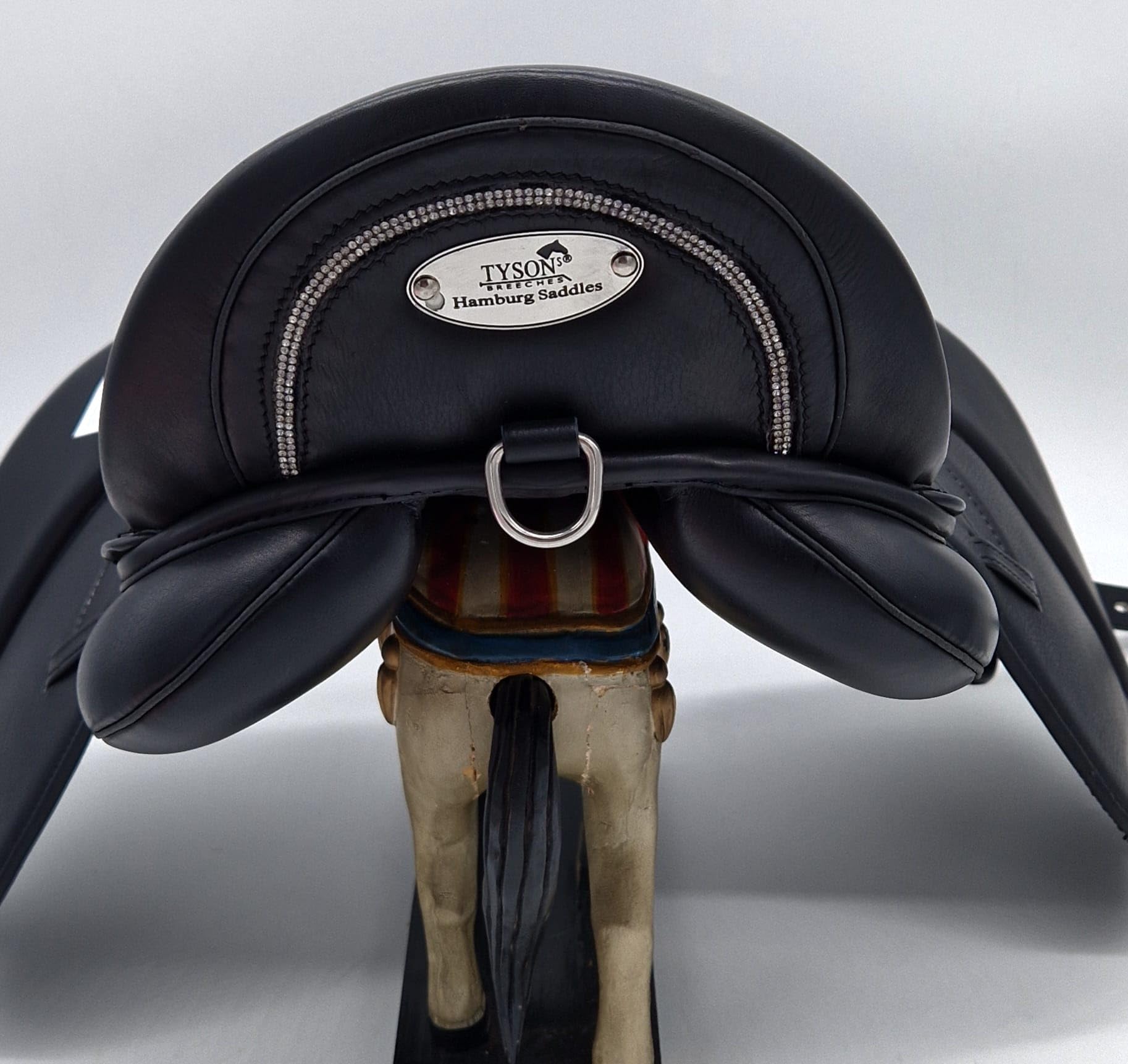 Pony Shetty Welsh Ledersattel WEICH ! Sattel Leder Mono Modell Beauty 14 15 Zoll Schwarz Glitzer ! Kammer anpassbar + Kopfeisen Set anbei Tysons (14 Zoll)
