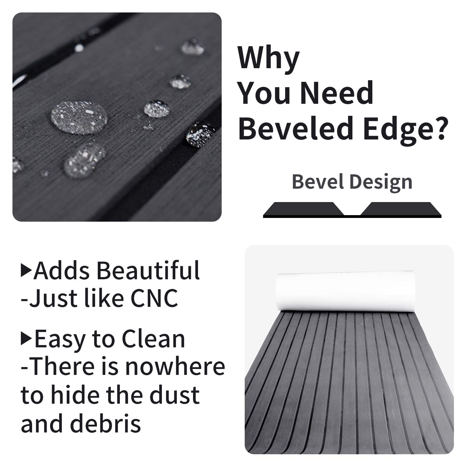 MIJOBS Decking Barca, Tappetino Antiscivolo Per Barca, Teak Sintetico Marino, Tappetino Antiscivolo Impermeabile Per Decorazione Dello Yacht, Grigio