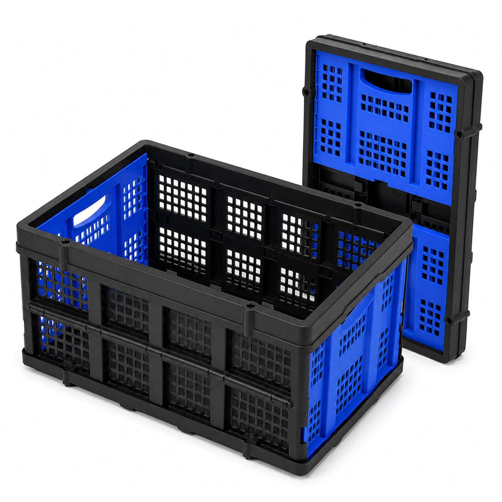 Cesta de almacenamiento de plástico plegable de 49 litros, organizador de contenedores de almacenamiento, caja plegable apilable para oficina en casa (2 unidades)