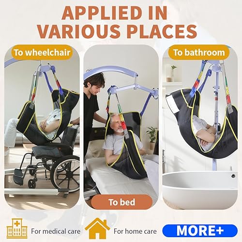 Miniatura 16 de Eslinga universal de elevación de pacientes de cuerpo completo, honda médica para colocación de cama y baño, eslinga de transferencia para ancianos