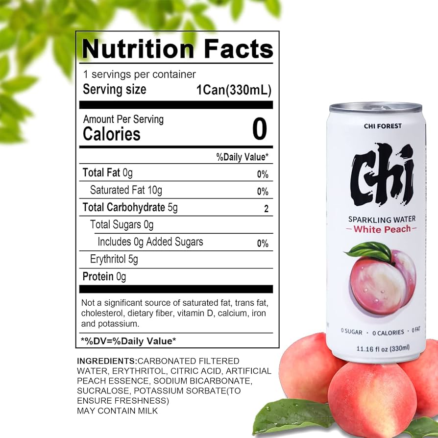 Amazon.com : CHI FOREST White Peach Sparkling Water, 0
